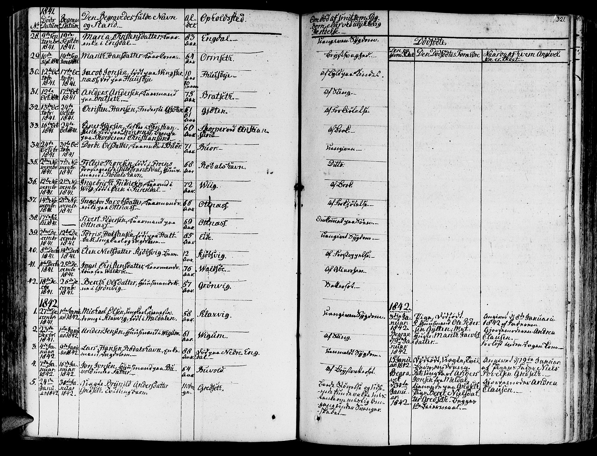 Ministerialprotokoller, klokkerbøker og fødselsregistre - Møre og Romsdal, AV/SAT-A-1454/578/L0904: Ministerialbok nr. 578A03, 1836-1858, s. 321