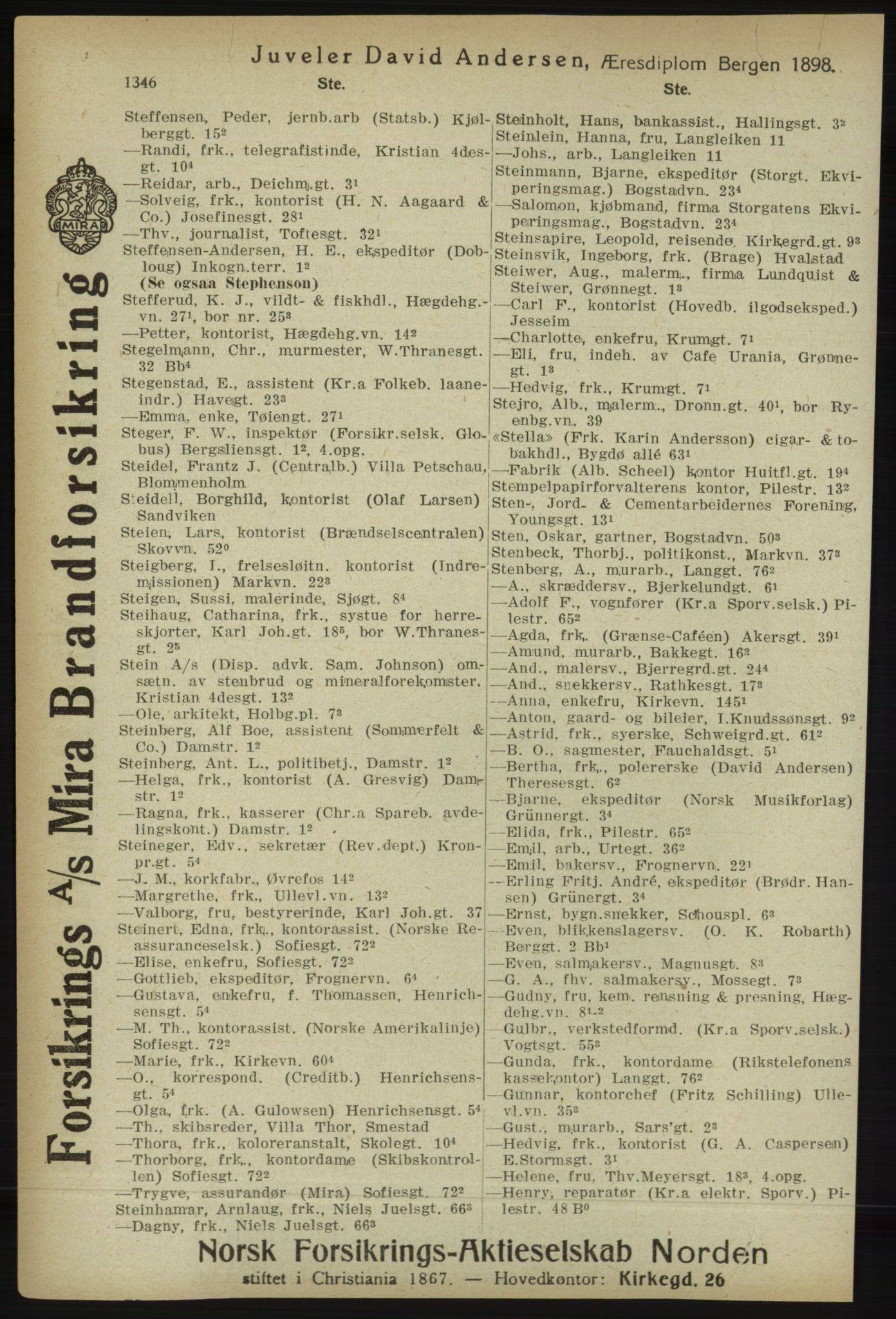 Kristiania/Oslo adressebok, PUBL/-, 1918, s. 1371