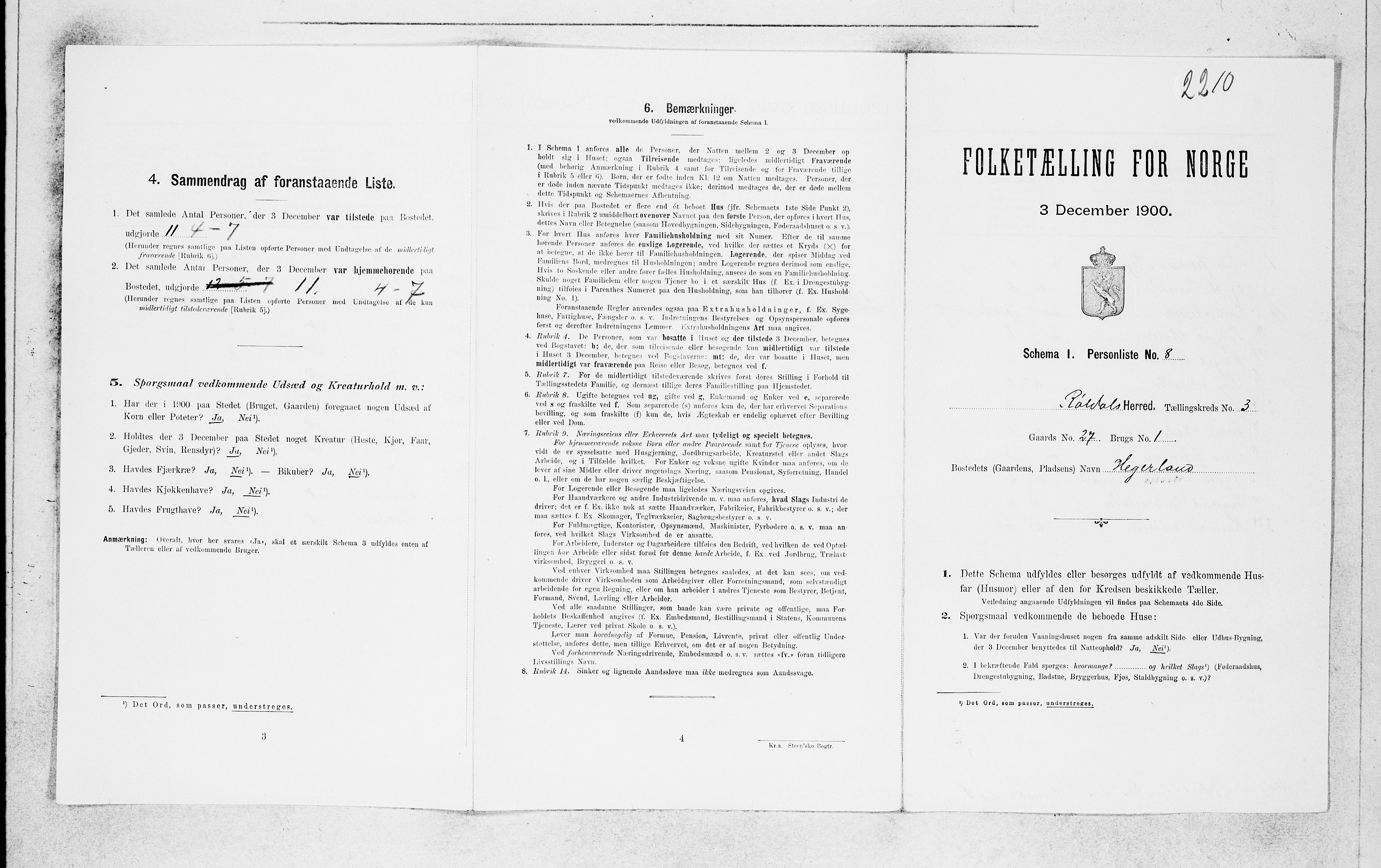 SAB, Folketelling 1900 for 1229 Røldal herred, 1900, s. 303