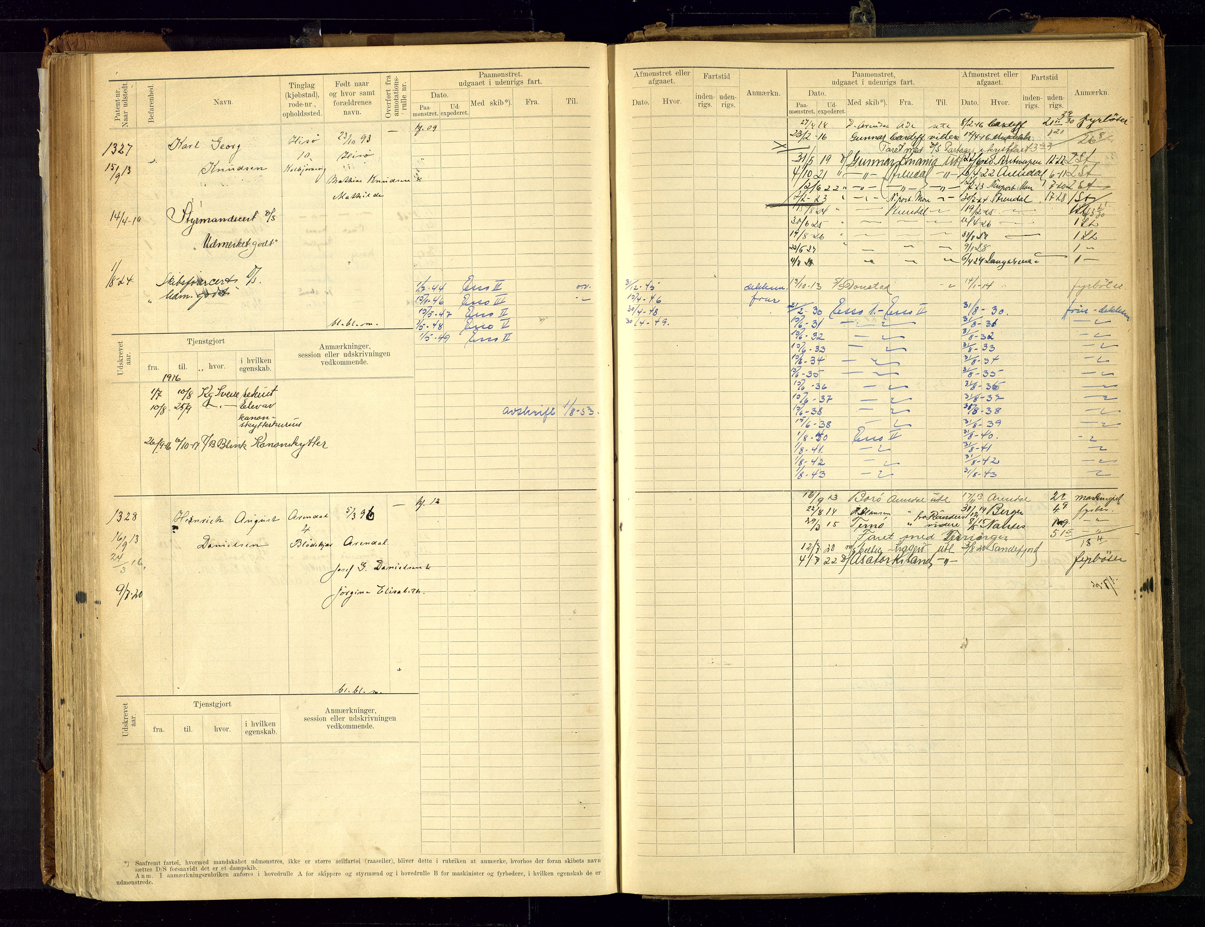 Arendal mønstringskrets, AV/SAK-2031-0012/F/Fb/L0021: Hovedrulle A nr 969-1465, S-19, 1910-1914, s. 184