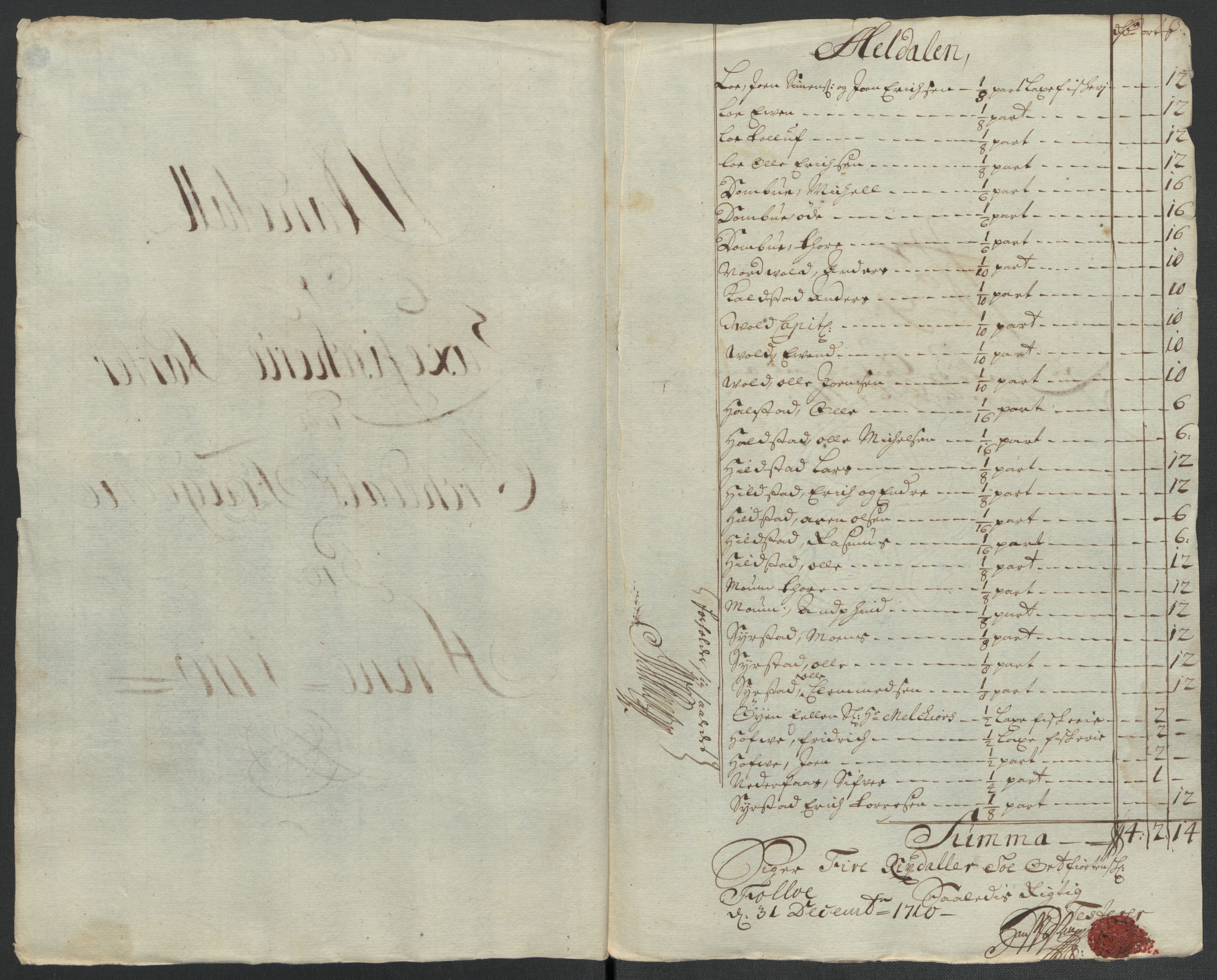 Rentekammeret inntil 1814, Reviderte regnskaper, Fogderegnskap, RA/EA-4092/R60/L3960: Fogderegnskap Orkdal og Gauldal, 1710, s. 152