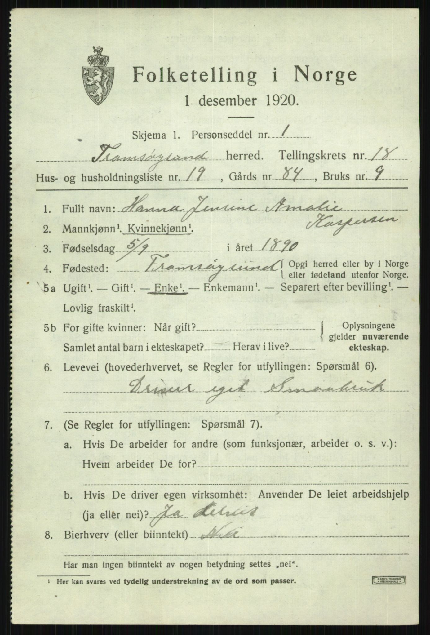 SATØ, Folketelling 1920 for 1934 Tromsøysund herred, 1920, s. 10174
