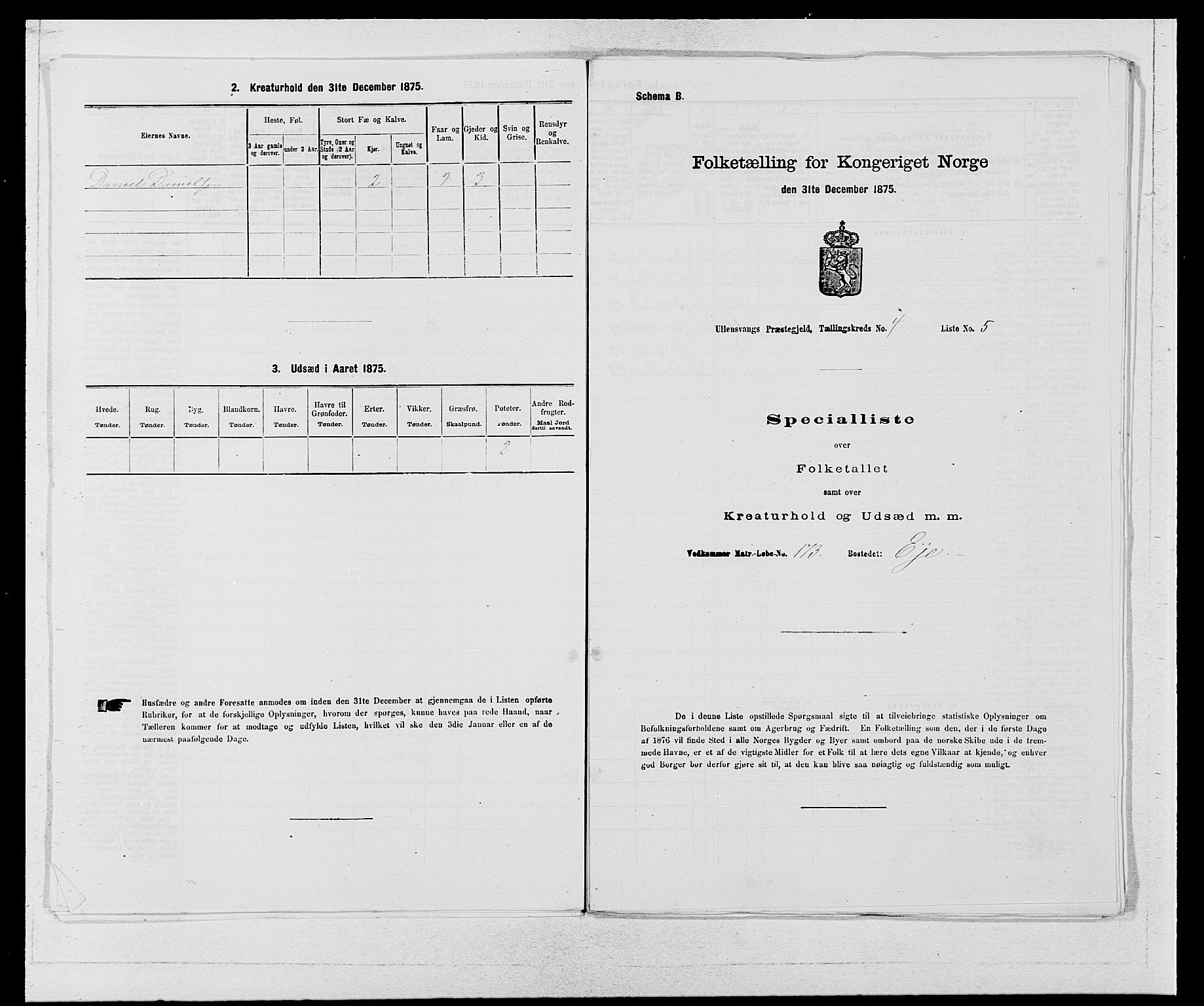 SAB, Folketelling 1875 for 1230P Ullensvang prestegjeld, 1875, s. 301