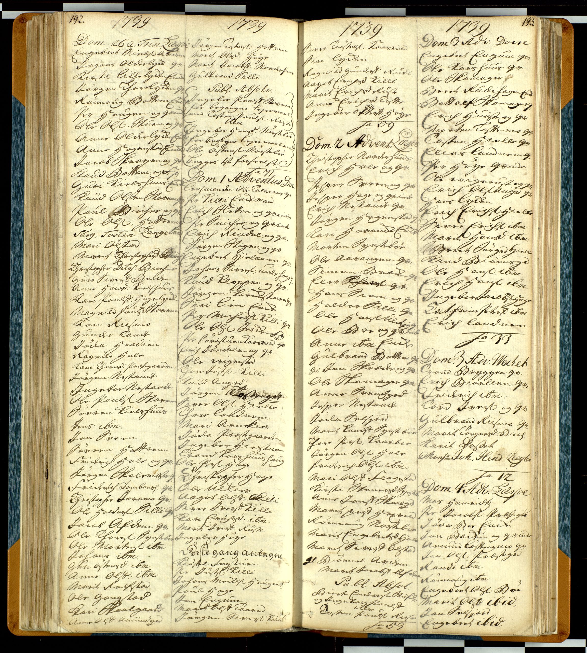 Lesja prestekontor, AV/SAH-PREST-068/H/Hb/L0001: Kommunikantprotokoll nr. 1, 1732-1748, s. 192-193