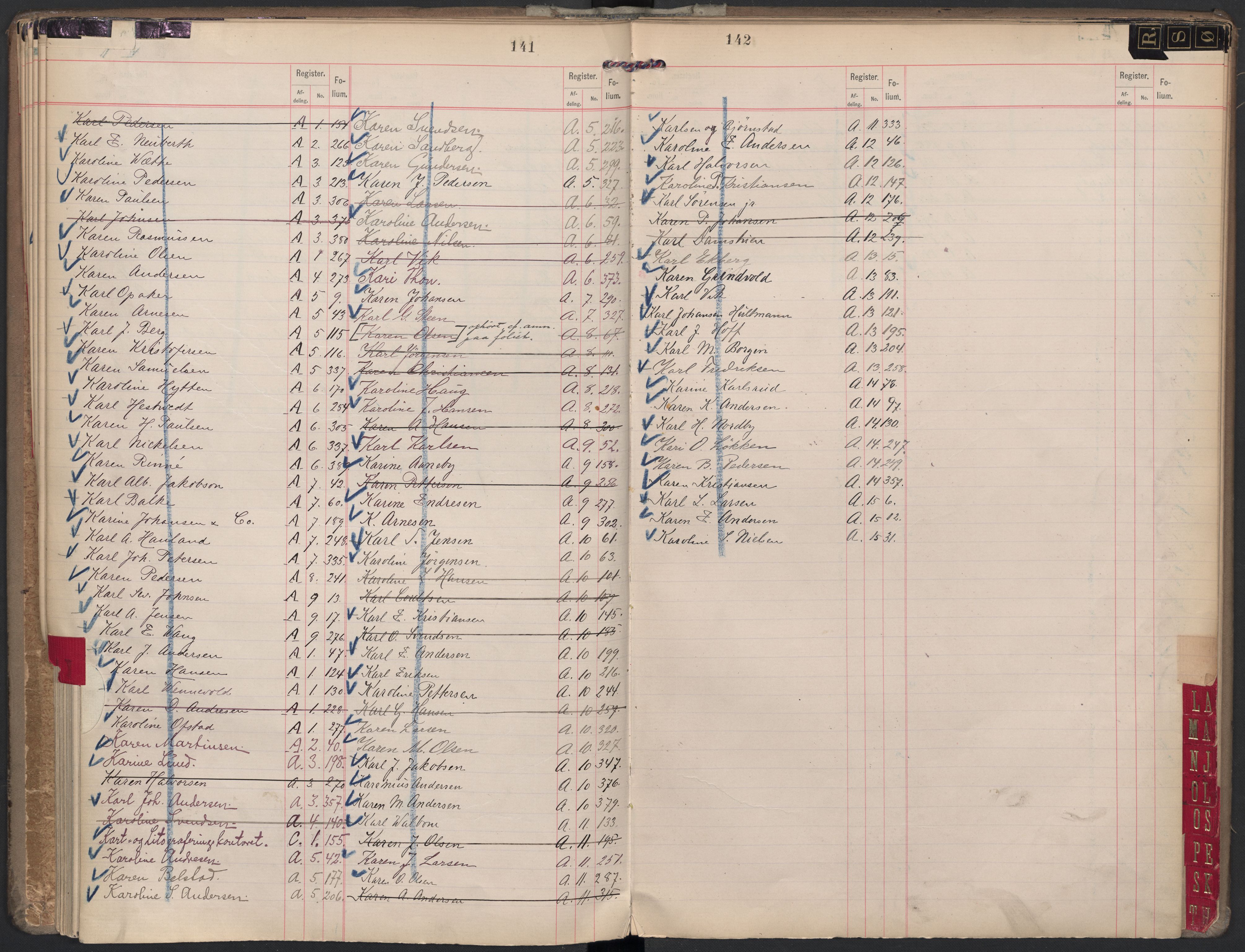 Oslo byfogd avd. II, AV/SAO-A-10942/G/Ga/Gaa/L0002: Firmaregister: A 1-15, B 1-4, C 1, 1894, s. 141-142