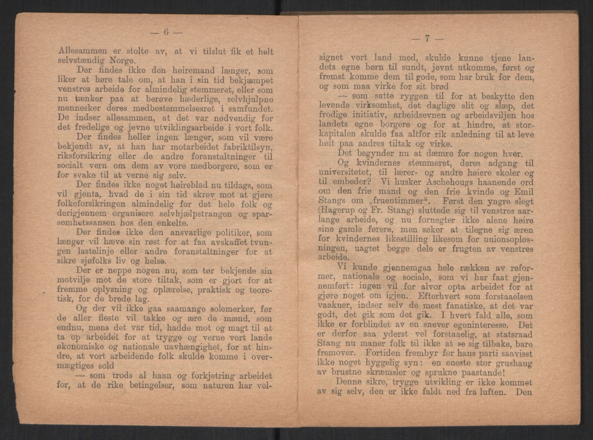 Venstres Hovedorganisasjon, RA/PA-0876/X/L0001: De eldste skrifter, 1860-1936, s. 867
