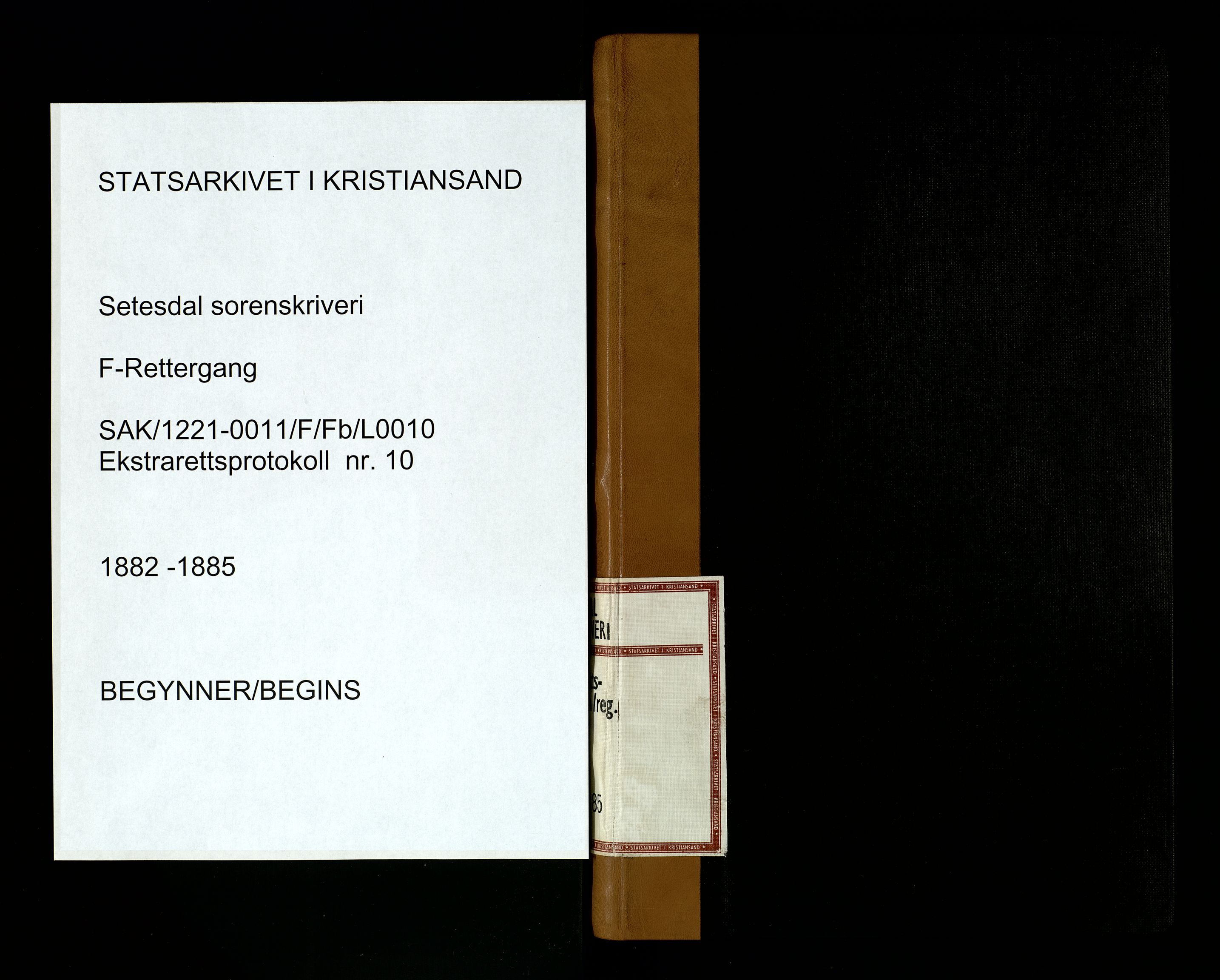 Setesdal sorenskriveri, SAK/1221-0011/F/Fb/L0010: Ekstrarettsprotokoll nr. 10, 1882-1885