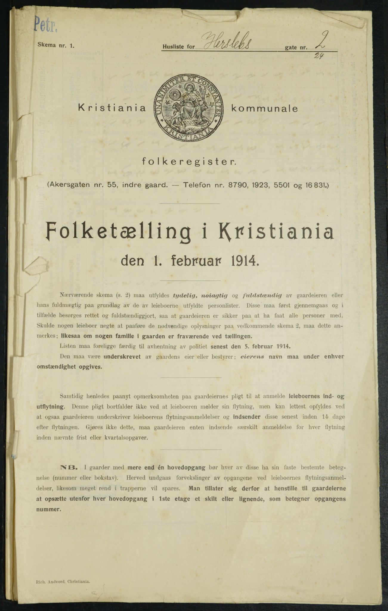 OBA, Kommunal folketelling 1.2.1914 for Kristiania, 1914, s. 39101