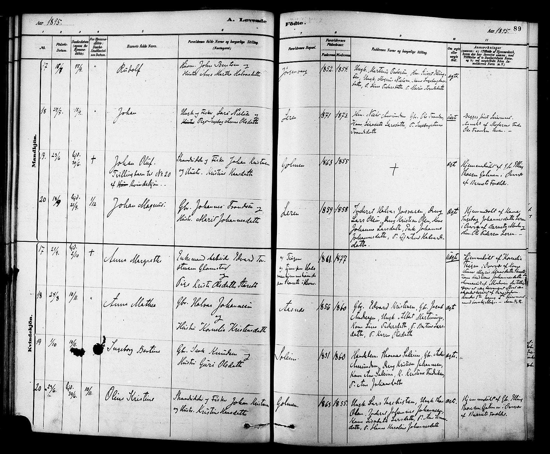 Ministerialprotokoller, klokkerbøker og fødselsregistre - Møre og Romsdal, AV/SAT-A-1454/577/L0896: Ministerialbok nr. 577A03, 1880-1898, s. 89