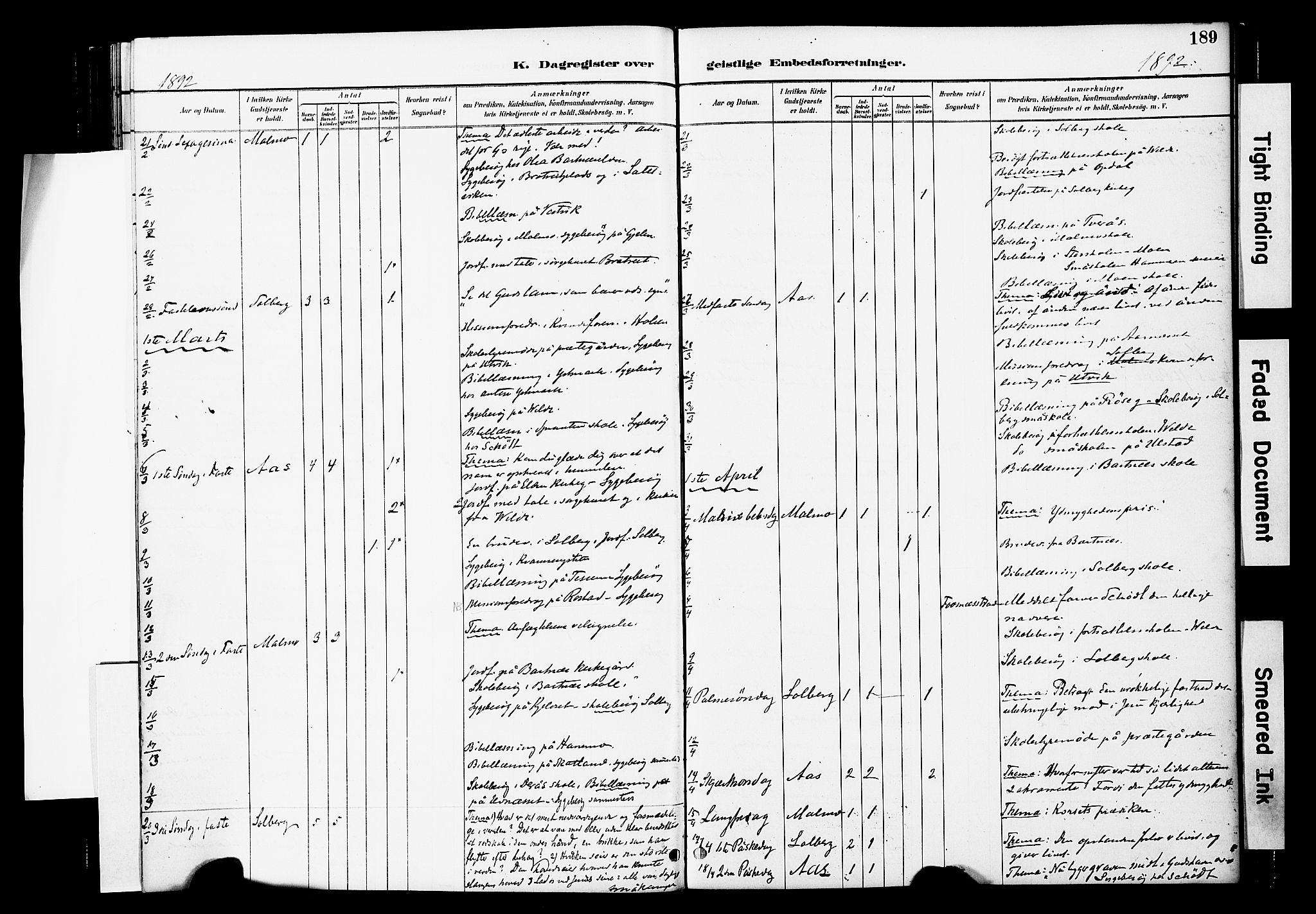 Ministerialprotokoller, klokkerbøker og fødselsregistre - Nord-Trøndelag, SAT/A-1458/741/L0396: Ministerialbok nr. 741A10, 1889-1901, s. 189