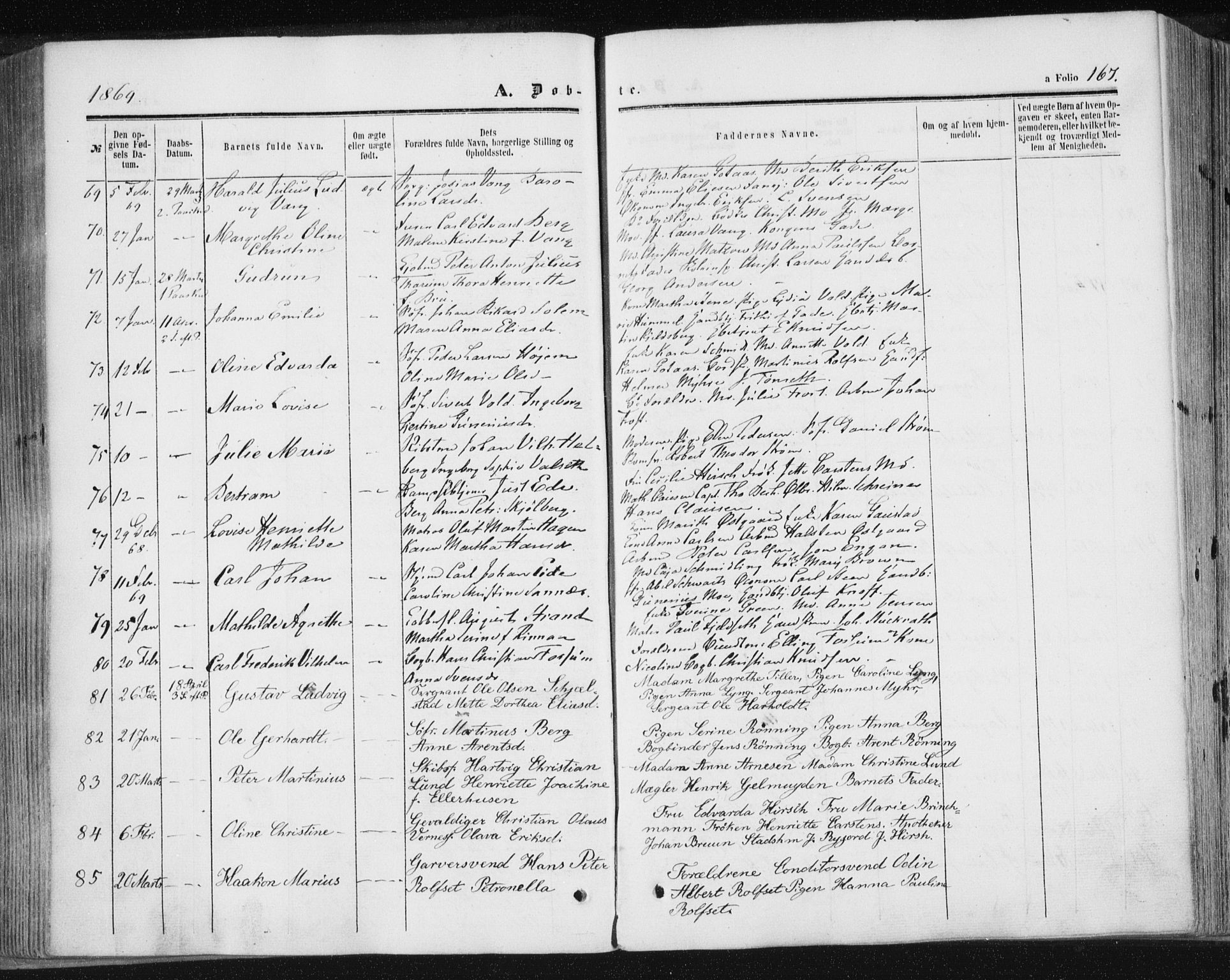 Ministerialprotokoller, klokkerbøker og fødselsregistre - Sør-Trøndelag, SAT/A-1456/602/L0115: Ministerialbok nr. 602A13, 1860-1872, s. 167