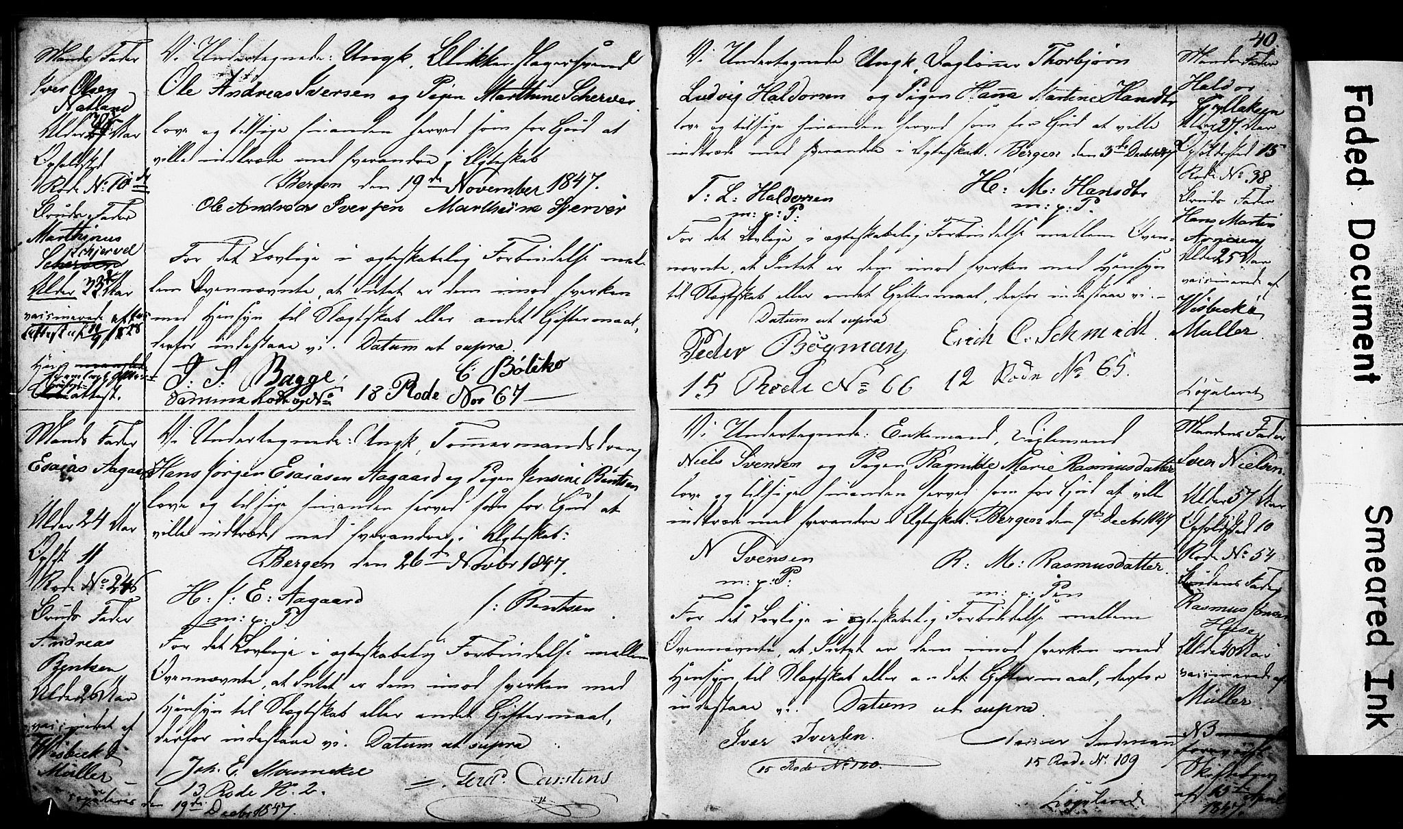 Domkirken sokneprestembete, SAB/A-74801: Forlovererklæringer nr. II.5.4, 1845-1852, s. 40