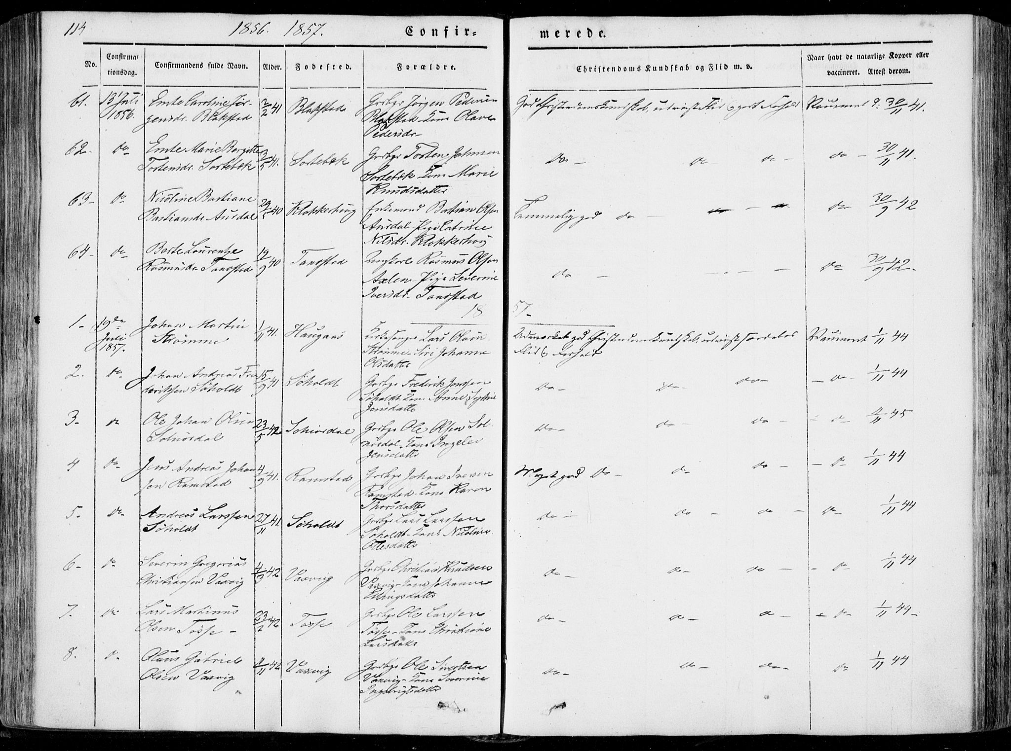 Ministerialprotokoller, klokkerbøker og fødselsregistre - Møre og Romsdal, SAT/A-1454/522/L0313: Ministerialbok nr. 522A08, 1852-1862, s. 114