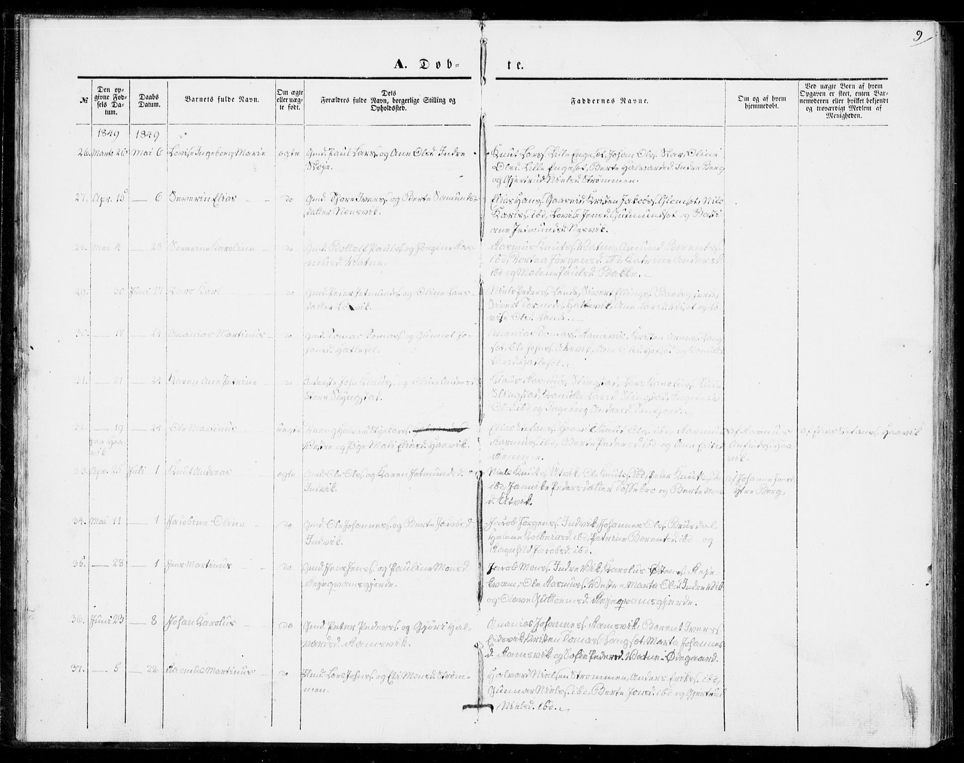 Ministerialprotokoller, klokkerbøker og fødselsregistre - Møre og Romsdal, AV/SAT-A-1454/524/L0353: Ministerialbok nr. 524A05, 1848-1856, s. 9