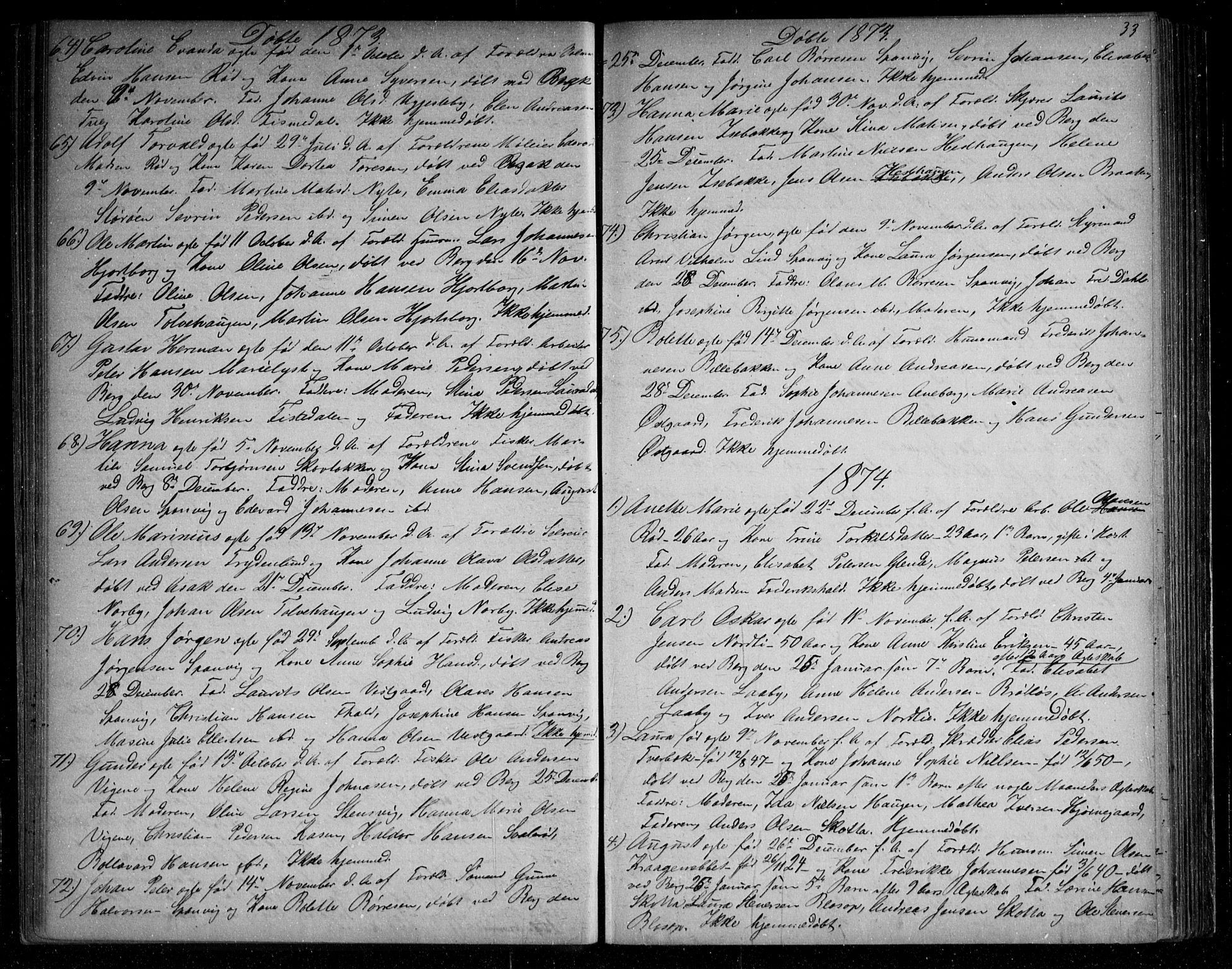 Berg prestekontor Kirkebøker, AV/SAO-A-10902/G/Ga/L0004: Klokkerbok nr. I 4, 1867-1922, s. 33