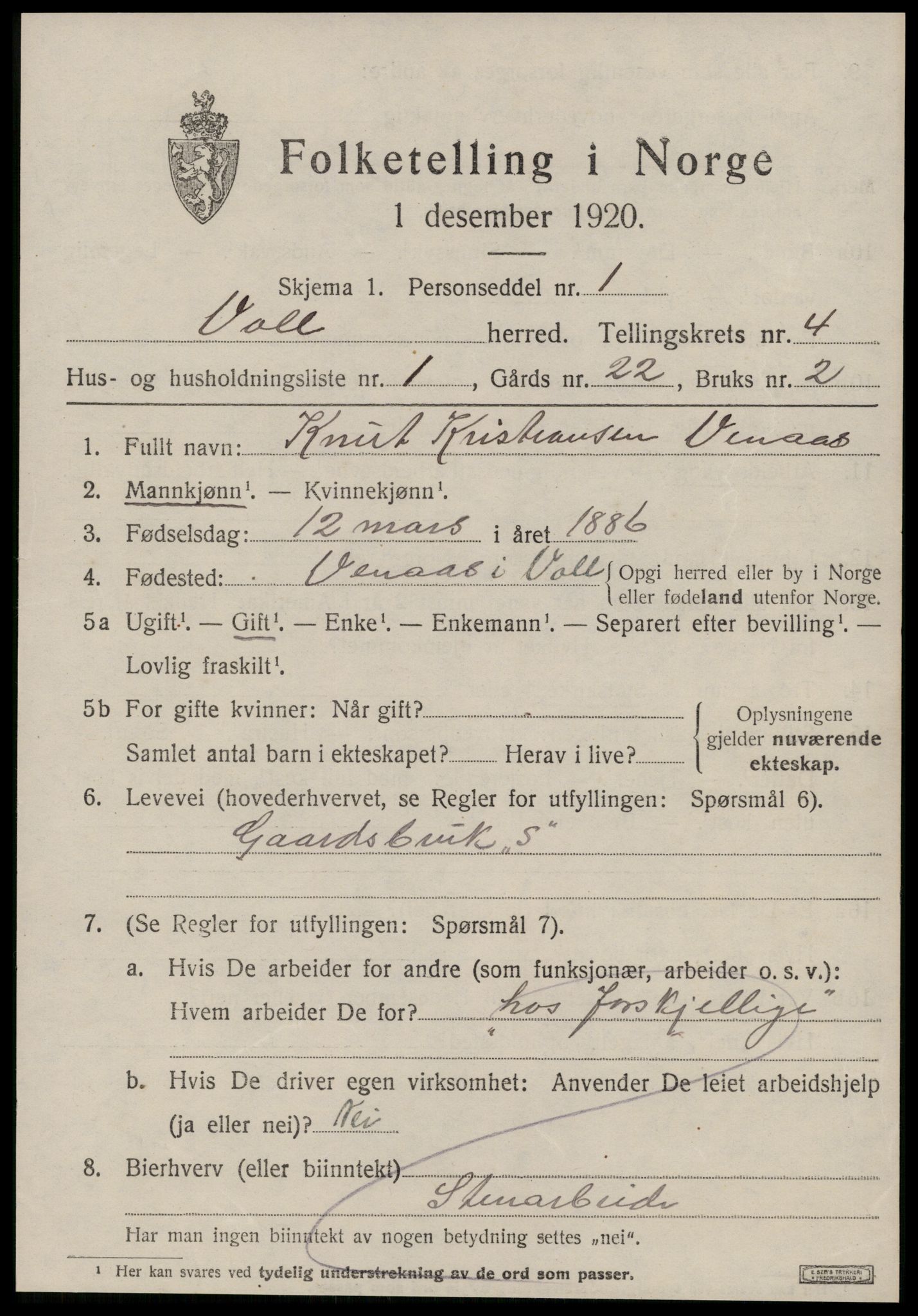 SAT, Folketelling 1920 for 1537 Voll herred, 1920, s. 1857