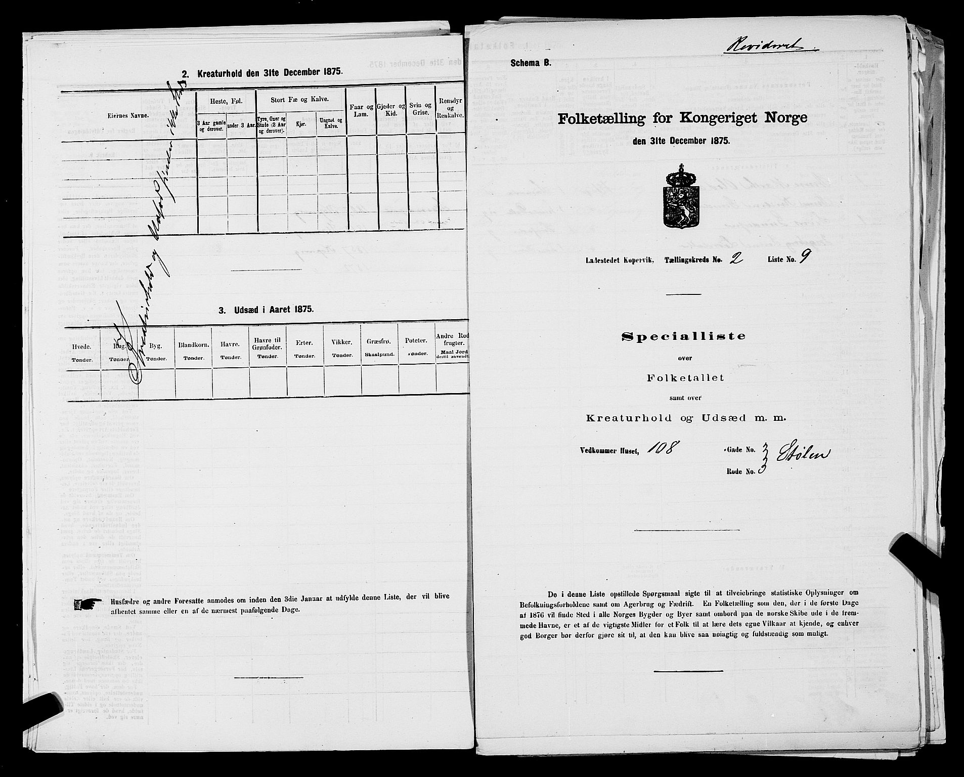 SAST, Folketelling 1875 for 1105B Avaldsnes prestegjeld, Kopervik ladested, 1875, s. 19