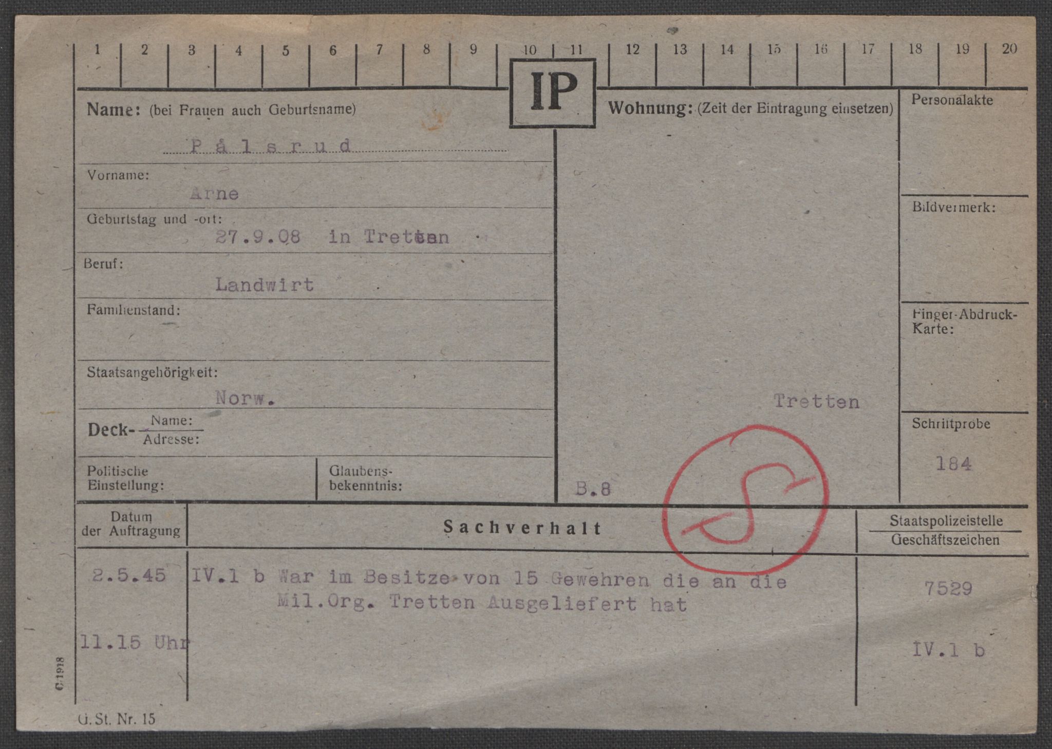 Befehlshaber der Sicherheitspolizei und des SD, AV/RA-RAFA-5969/E/Ea/Eaa/L0008: Register over norske fanger i Møllergata 19: Oelze-Ru, 1940-1945, s. 978