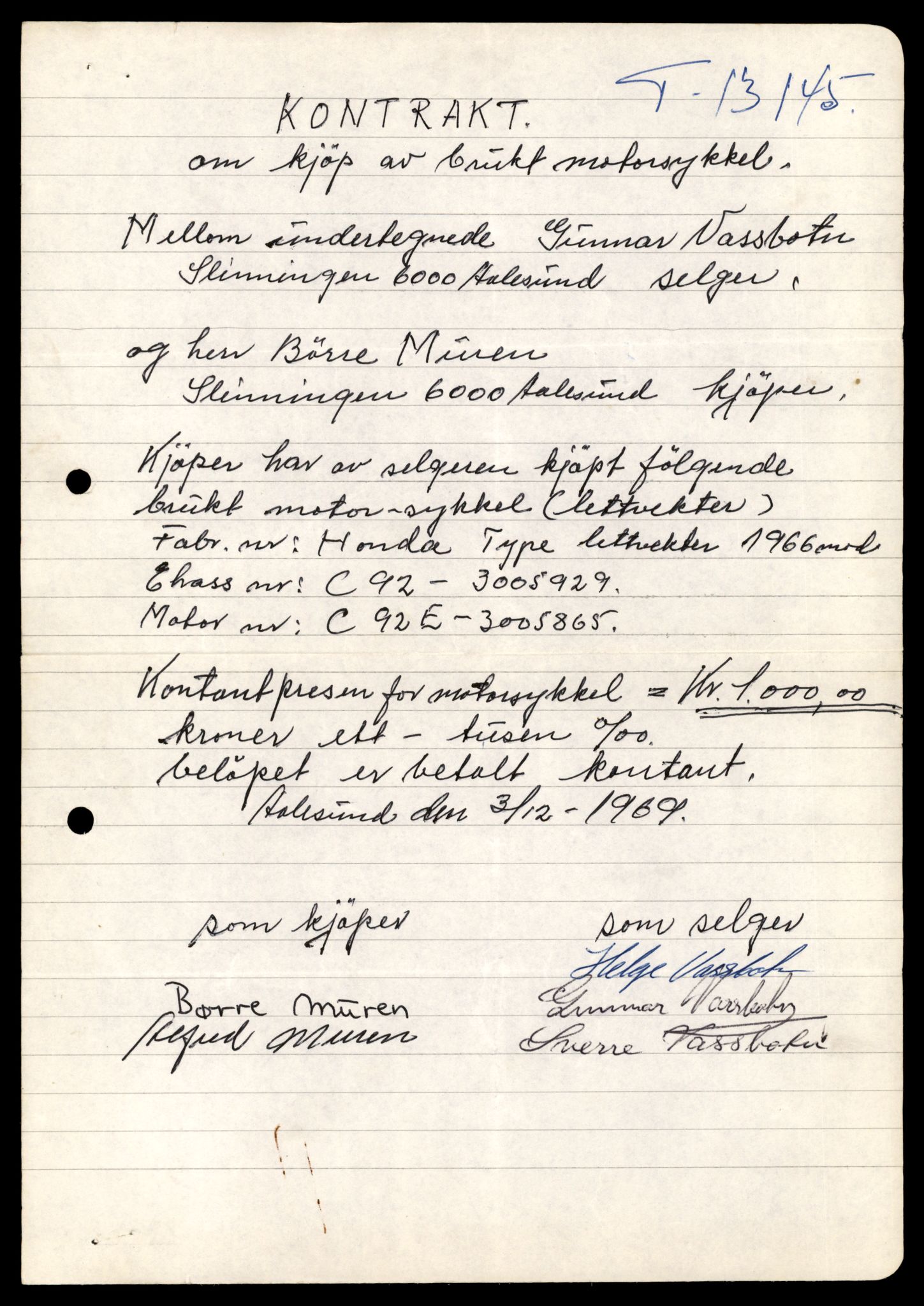 Møre og Romsdal vegkontor - Ålesund trafikkstasjon, AV/SAT-A-4099/F/Fe/L0037: Registreringskort for kjøretøy T 13031 - T 13179, 1927-1998, s. 2275
