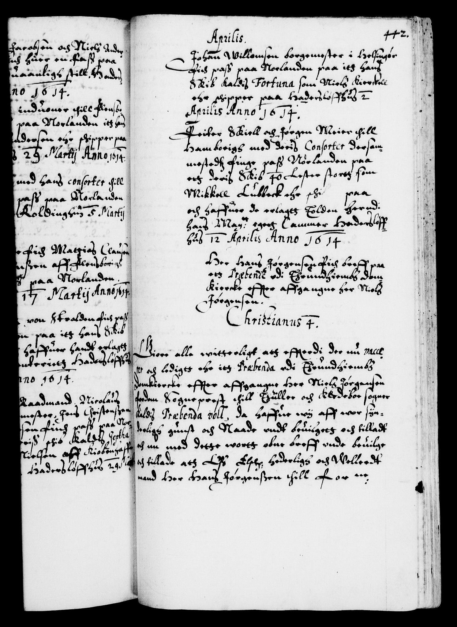 Danske Kanselli 1572-1799, RA/EA-3023/F/Fc/Fca/Fcaa/L0003: Norske registre (mikrofilm), 1596-1616, s. 442a