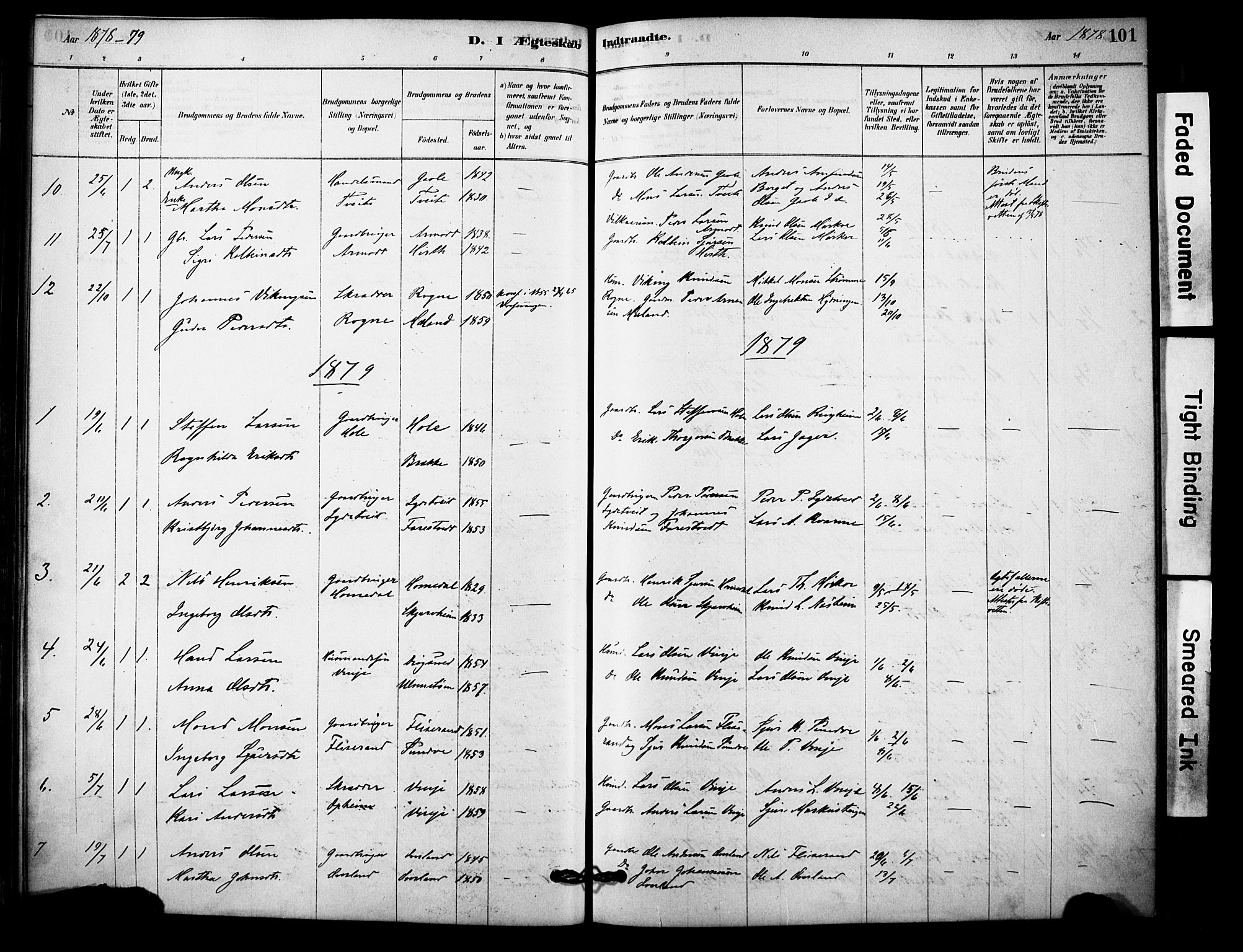 Vossestrand Sokneprestembete, AV/SAB-A-79101/H/Haa: Ministerialbok nr. C 1, 1878-1903, s. 101