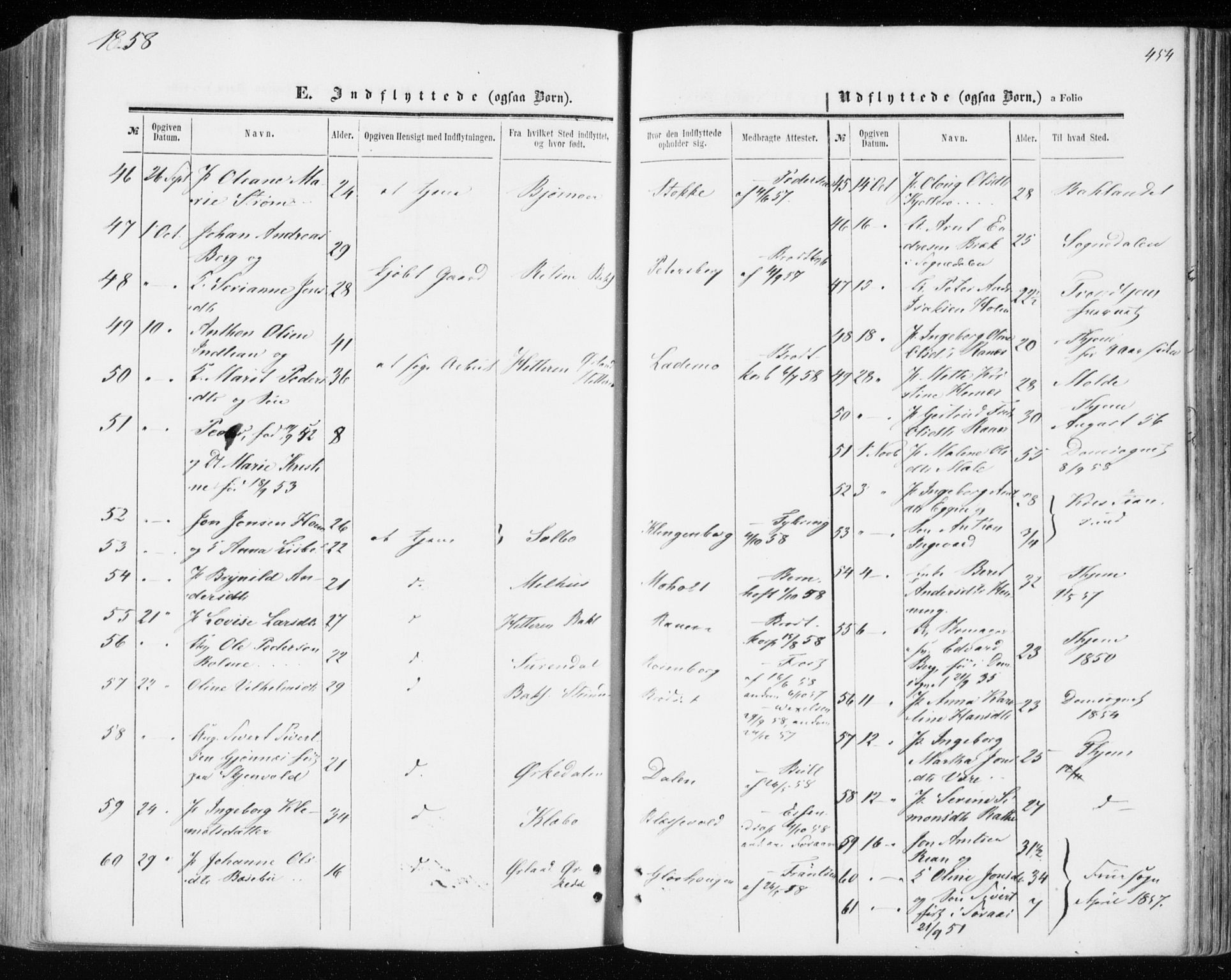 Ministerialprotokoller, klokkerbøker og fødselsregistre - Sør-Trøndelag, SAT/A-1456/606/L0292: Ministerialbok nr. 606A07, 1856-1865, s. 454