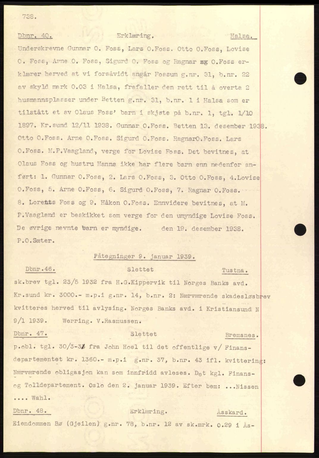Nordmøre sorenskriveri, SAT/A-4132/1/2/2Ca: Pantebok nr. C80, 1936-1939, Dagboknr: 40/1939