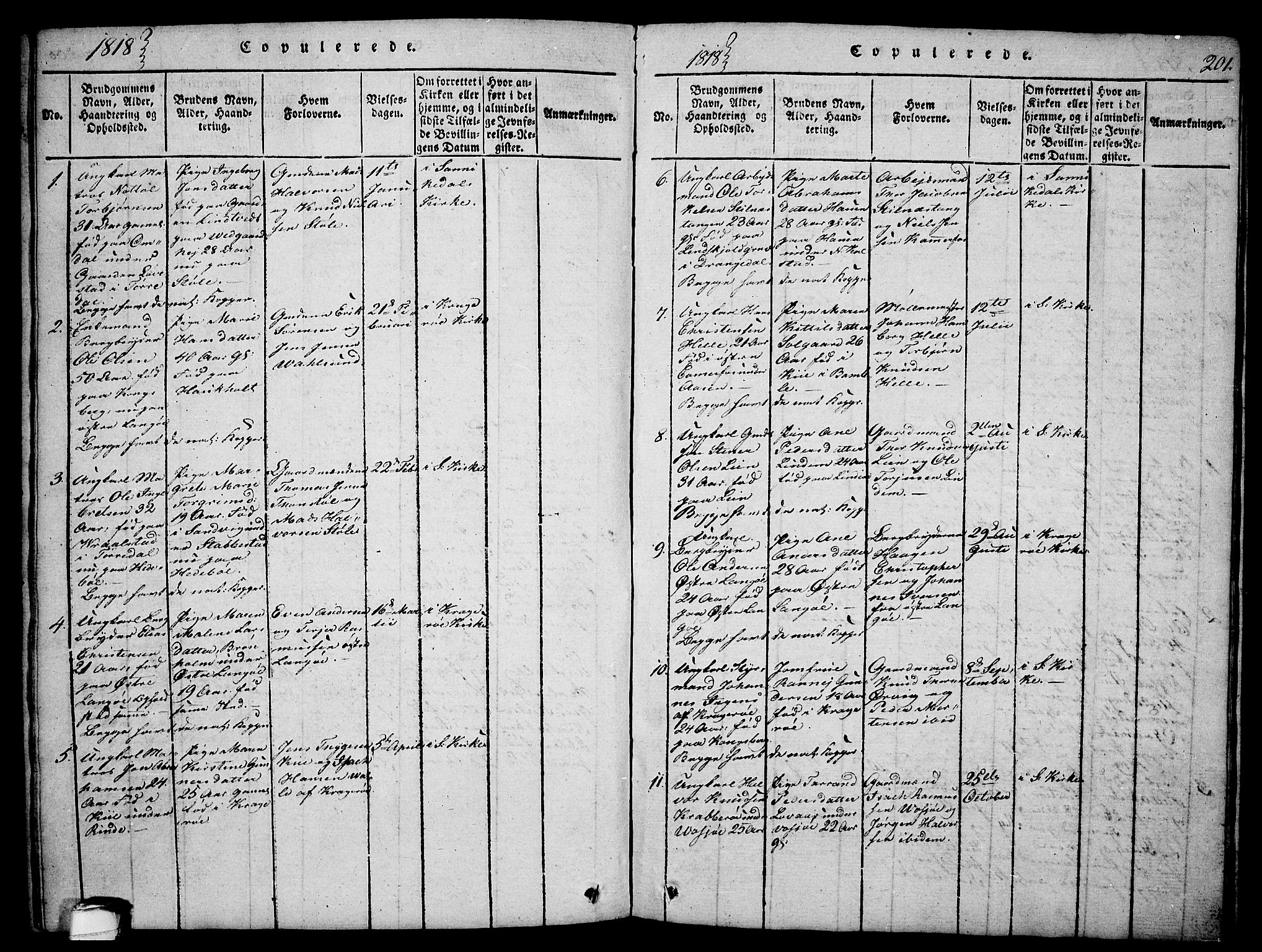Sannidal kirkebøker, AV/SAKO-A-296/F/Fa/L0004: Ministerialbok nr. 4, 1814-1829, s. 201