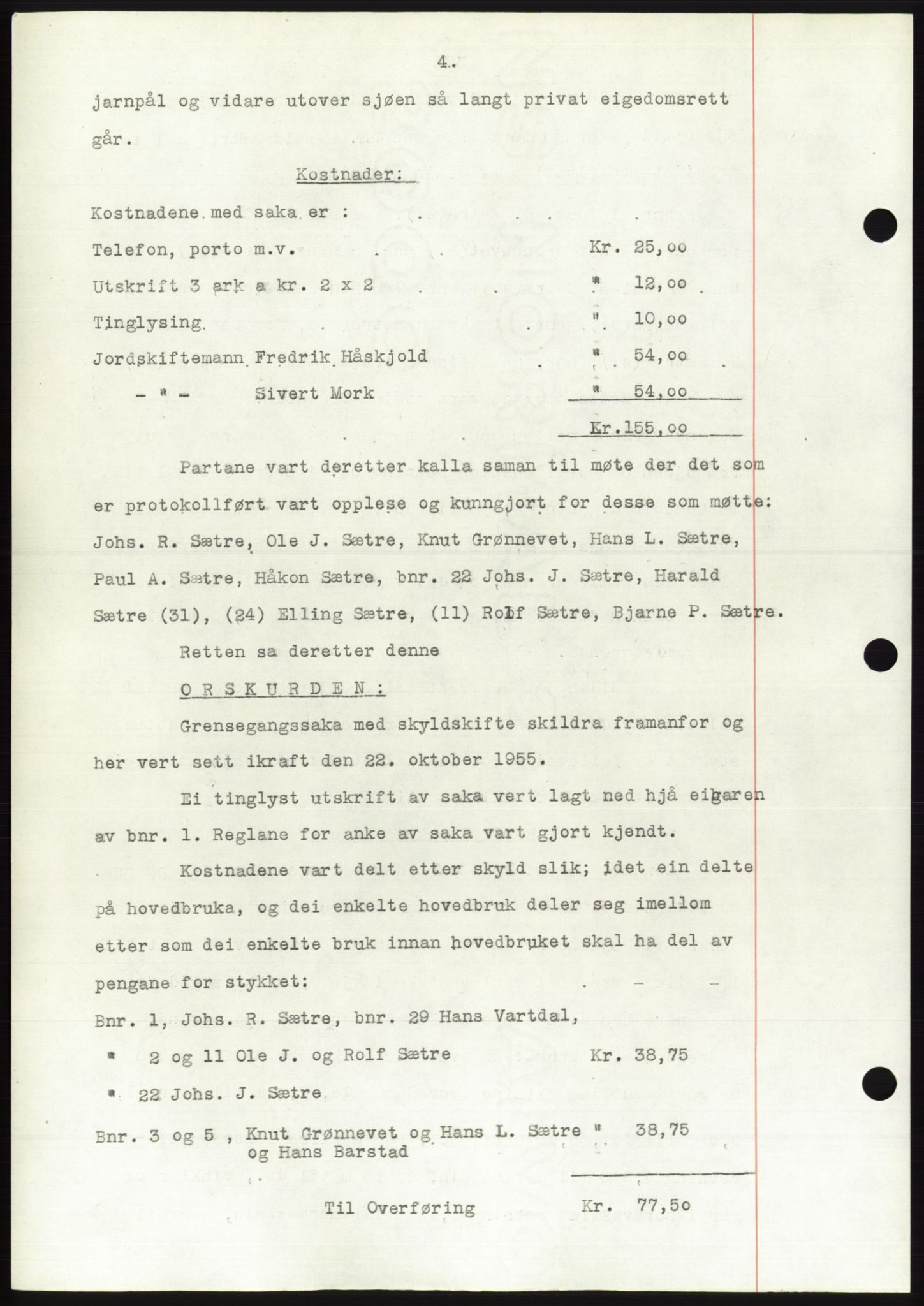 Søre Sunnmøre sorenskriveri, AV/SAT-A-4122/1/2/2C/L0102: Pantebok nr. 28A, 1955-1956, Dagboknr: 2947/1955