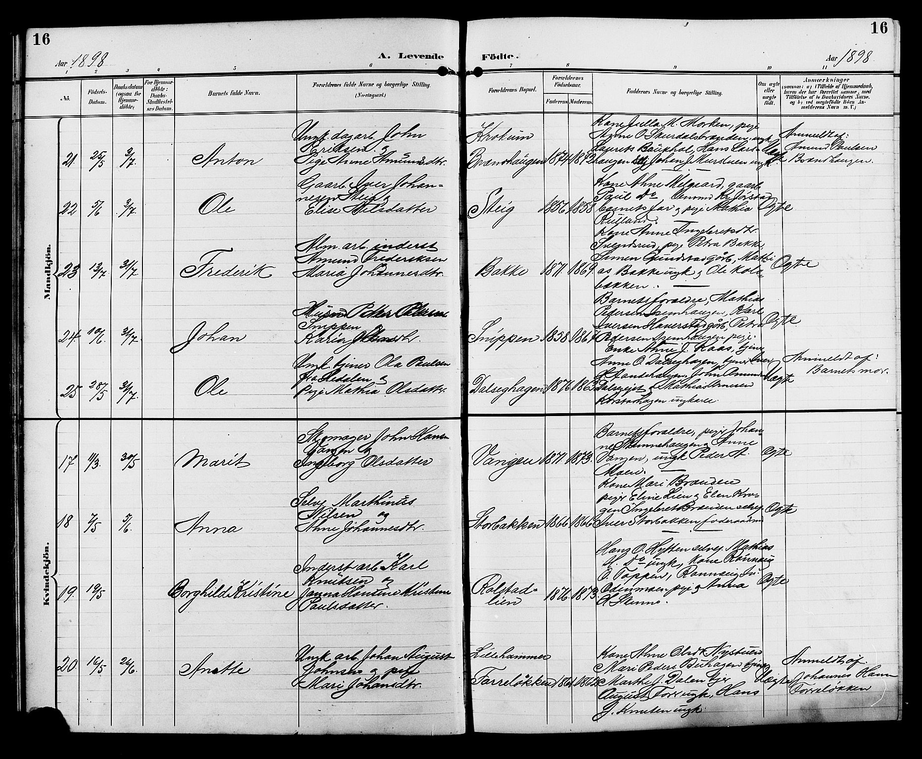 Sør-Fron prestekontor, AV/SAH-PREST-010/H/Ha/Hab/L0004: Klokkerbok nr. 4, 1896-1911, s. 16