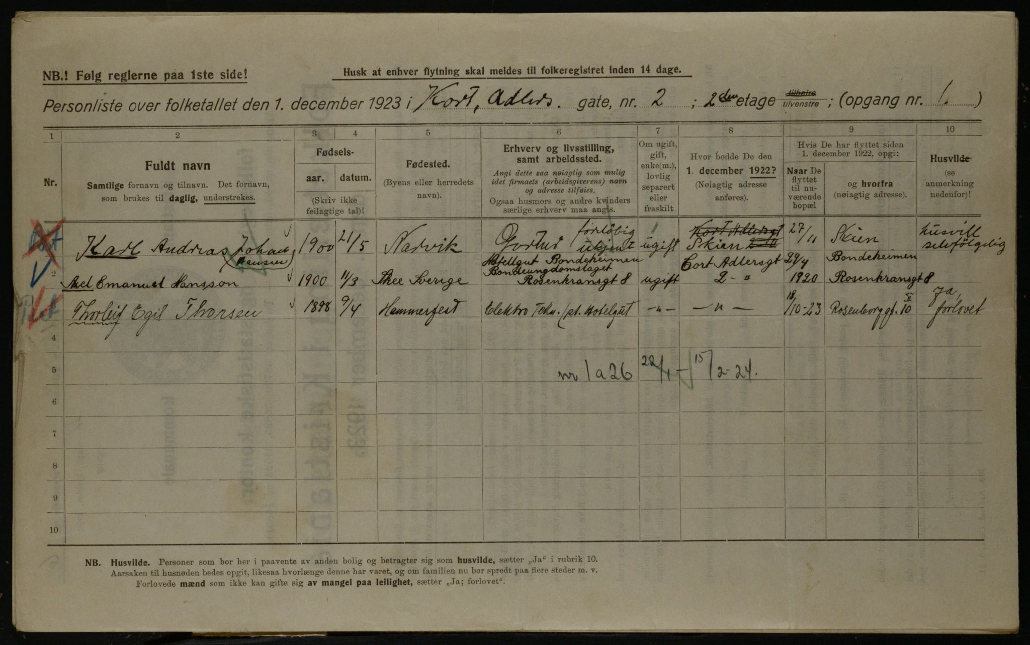 OBA, Kommunal folketelling 1.12.1923 for Kristiania, 1923, s. 15432