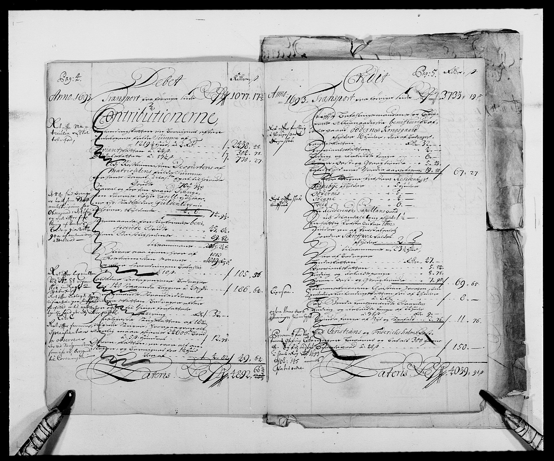 Rentekammeret inntil 1814, Reviderte regnskaper, Fogderegnskap, AV/RA-EA-4092/R42/L2544: Mandal fogderi, 1692-1693, s. 186