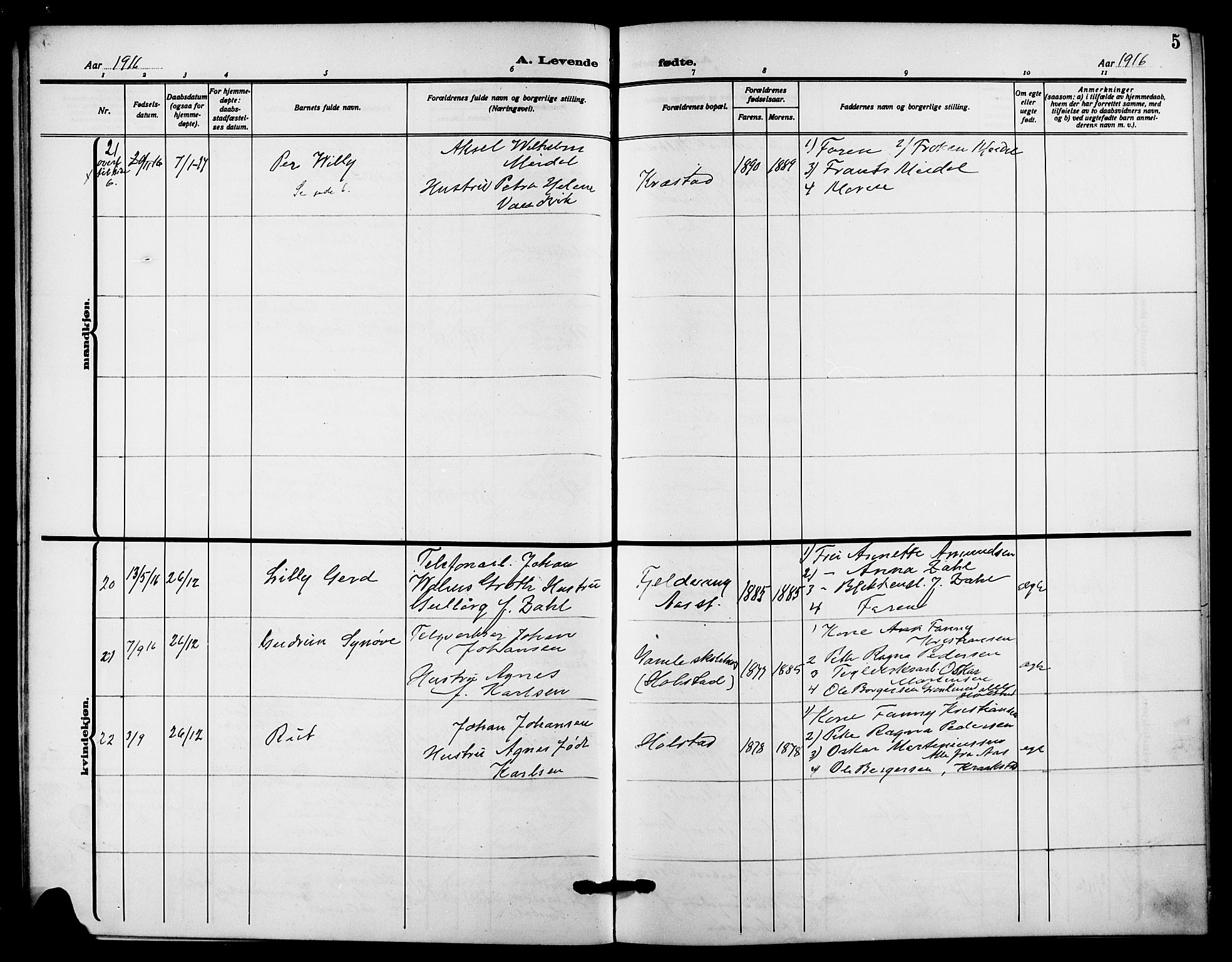 Ås prestekontor Kirkebøker, AV/SAO-A-10894/G/Ga/L0005: Klokkerbok nr. I 5, 1916-1924, s. 5