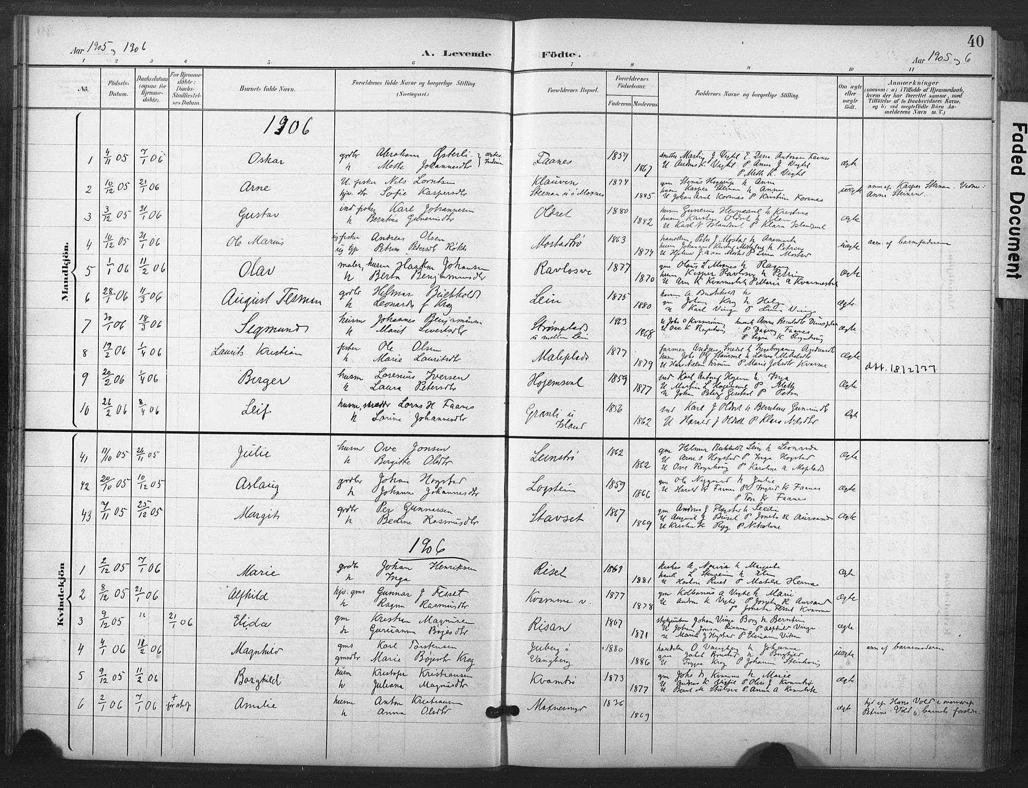 Ministerialprotokoller, klokkerbøker og fødselsregistre - Nord-Trøndelag, AV/SAT-A-1458/713/L0122: Ministerialbok nr. 713A11, 1899-1910, s. 40