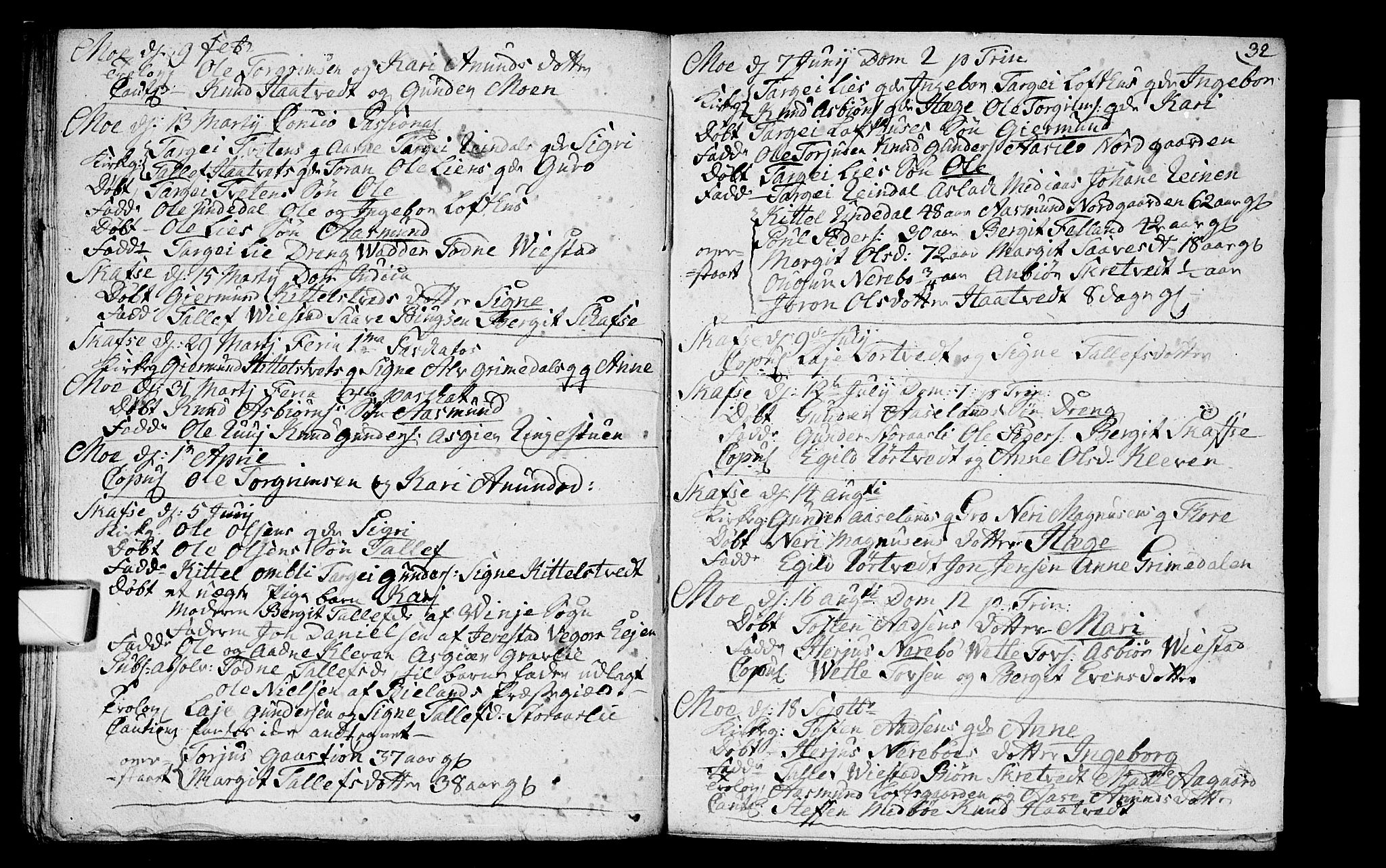 Mo kirkebøker, AV/SAKO-A-286/F/Fa/L0001: Ministerialbok nr. I 1, 1724-1748, s. 32