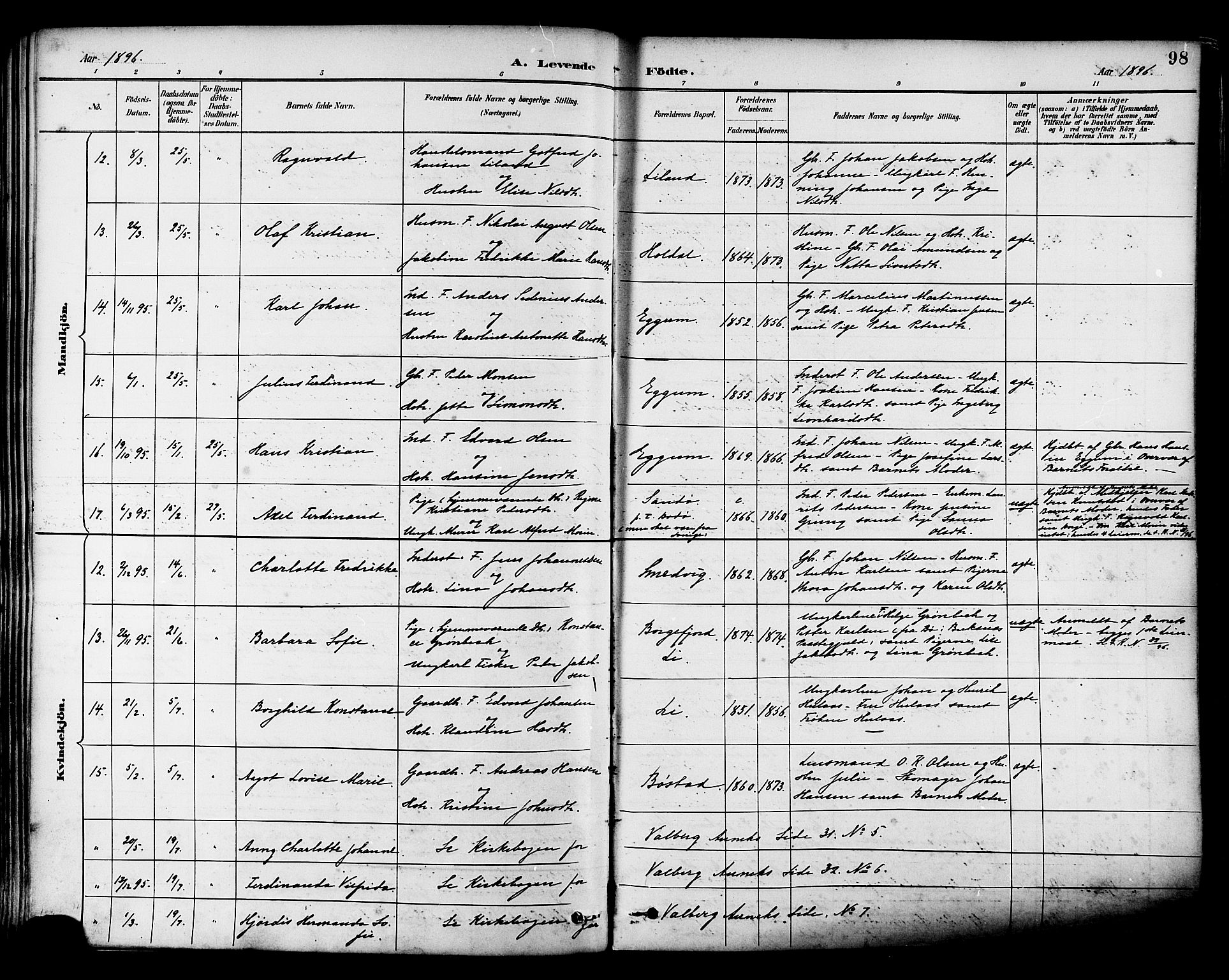 Ministerialprotokoller, klokkerbøker og fødselsregistre - Nordland, AV/SAT-A-1459/880/L1133: Ministerialbok nr. 880A07, 1888-1898, s. 98