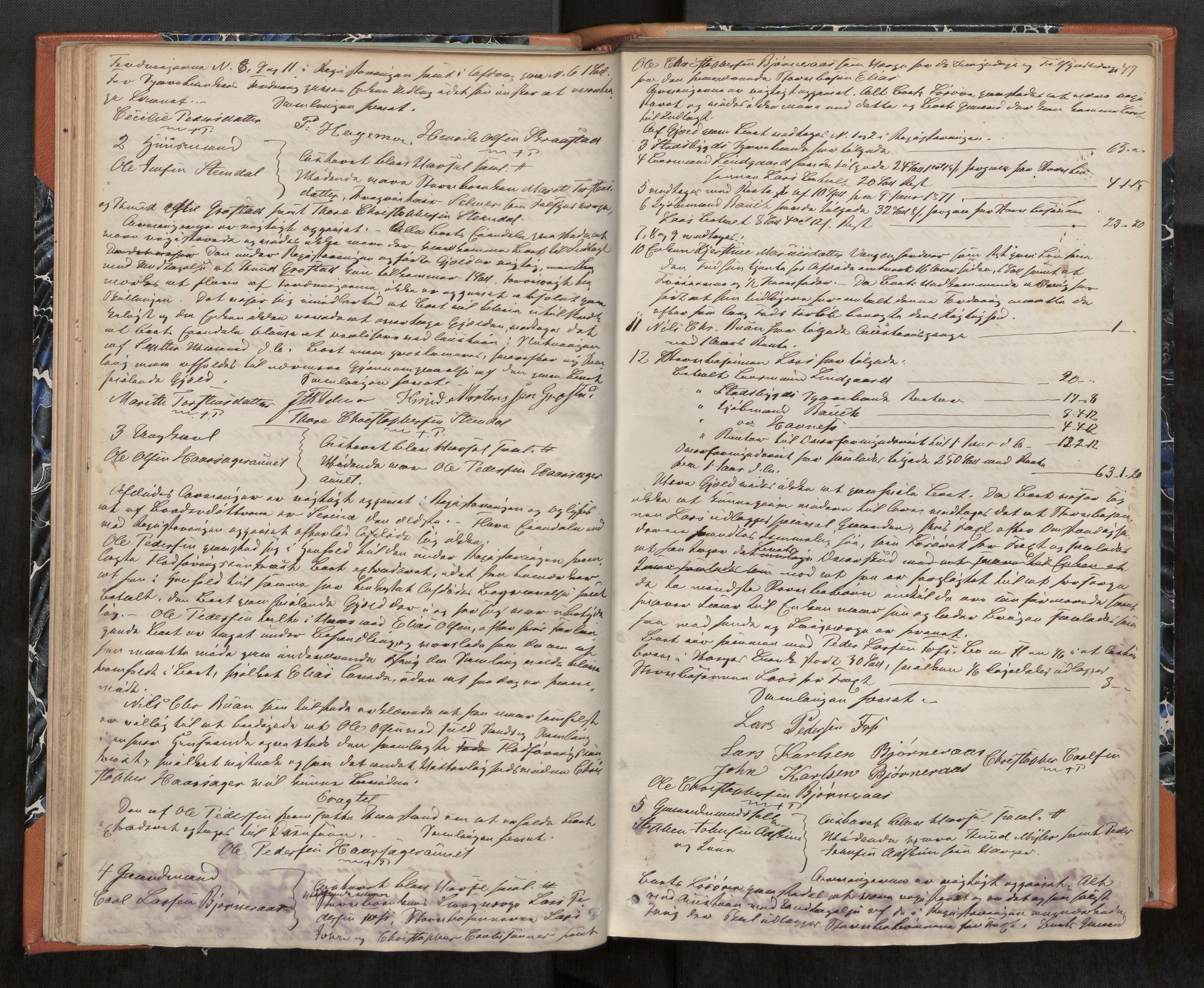 Fosen sorenskriveri, AV/SAT-A-1107/1/3/3B/L0004: Skiftebehandlingsprotokoll, 1868-1888, s. 47