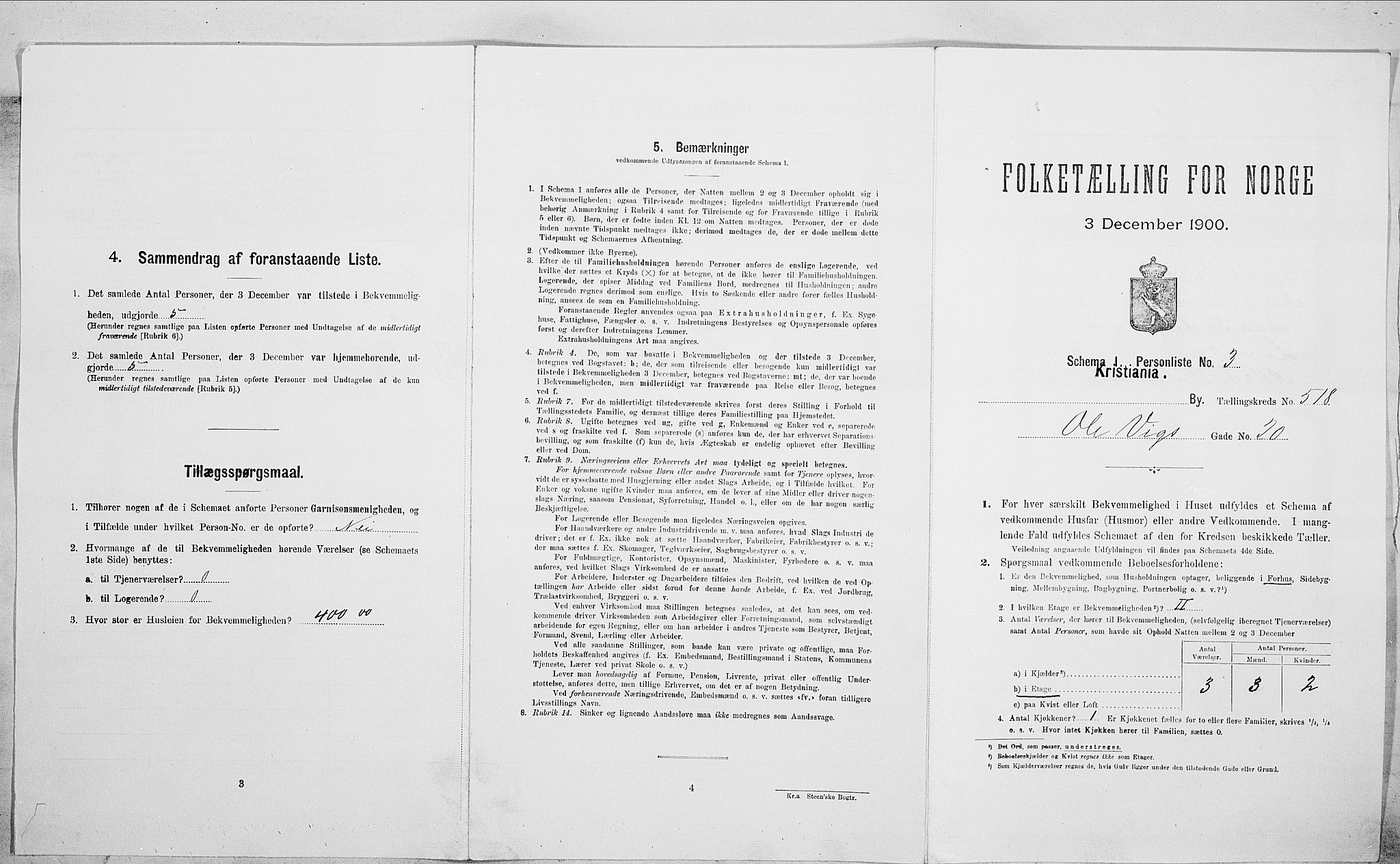 SAO, Folketelling 1900 for 0301 Kristiania kjøpstad, 1900, s. 68343