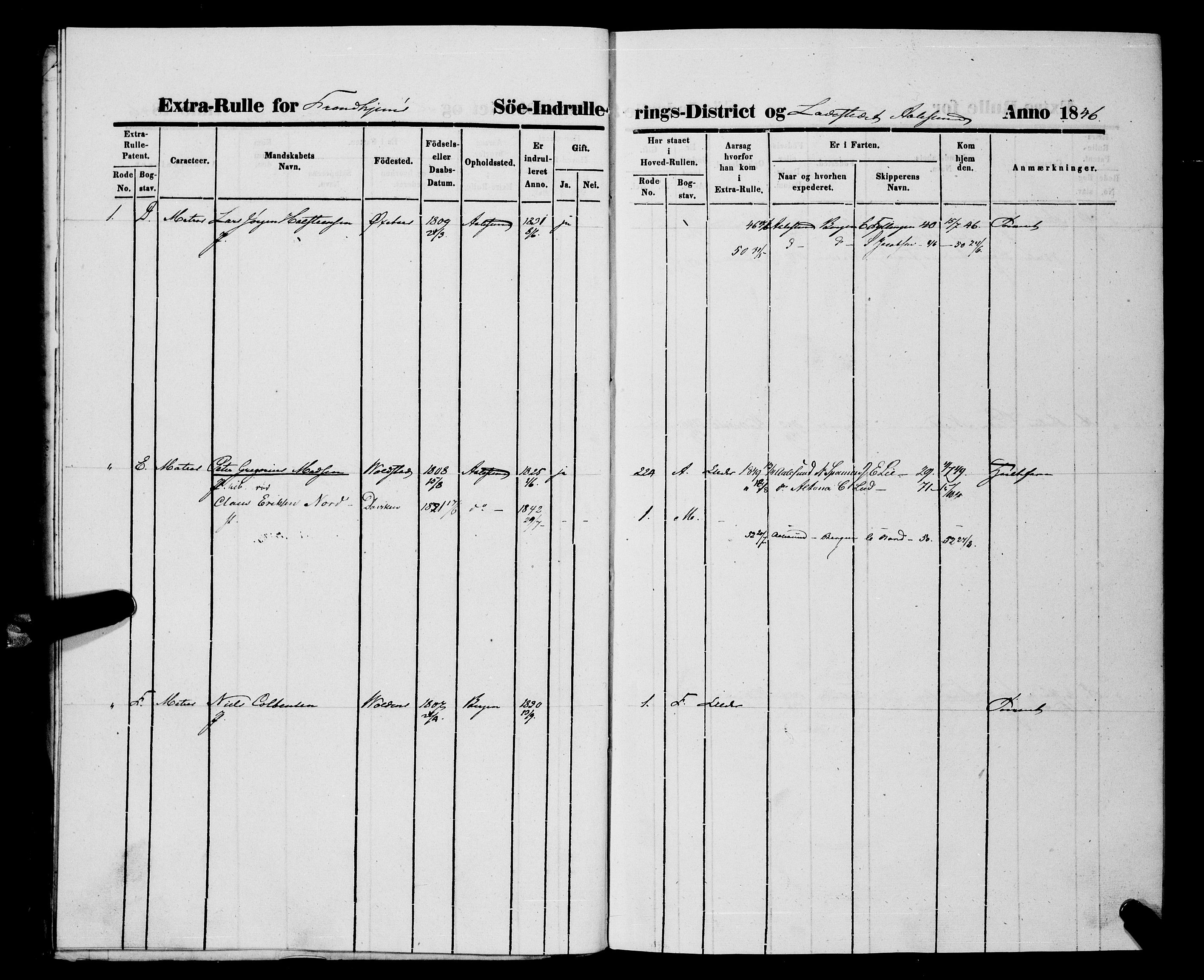 Sjøinnrulleringen - Trondhjemske distrikt, AV/SAT-A-5121/01/L0307: Hovedrulle, ungdomsrulle og ekstrarulle for Ålesund by, 1831-1846