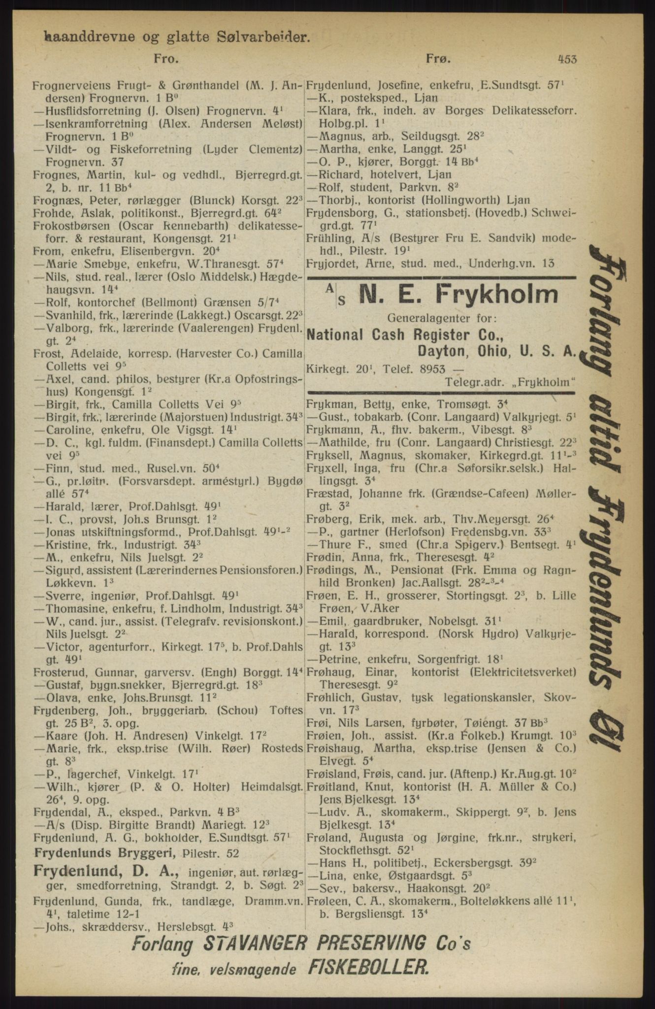 Kristiania/Oslo adressebok, PUBL/-, 1914, s. 453