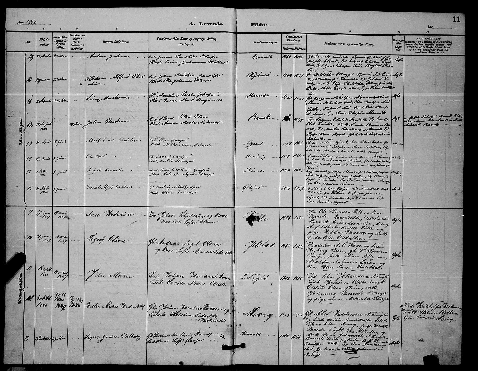 Ministerialprotokoller, klokkerbøker og fødselsregistre - Nordland, AV/SAT-A-1459/805/L0108: Klokkerbok nr. 805C04, 1885-1899, s. 11