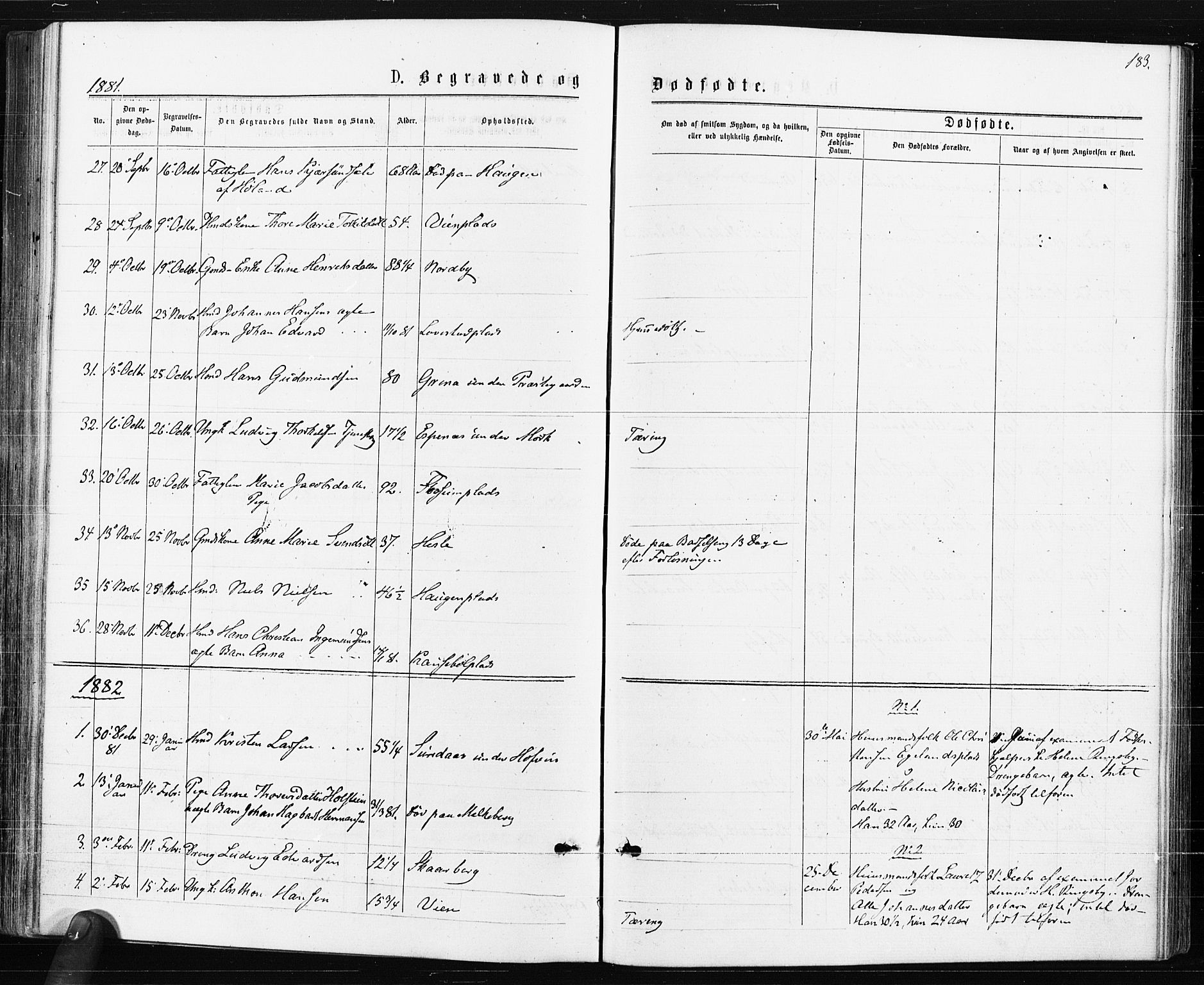 Spydeberg prestekontor Kirkebøker, SAO/A-10924/F/Fa/L0007: Ministerialbok nr. I 7, 1875-1885, s. 183