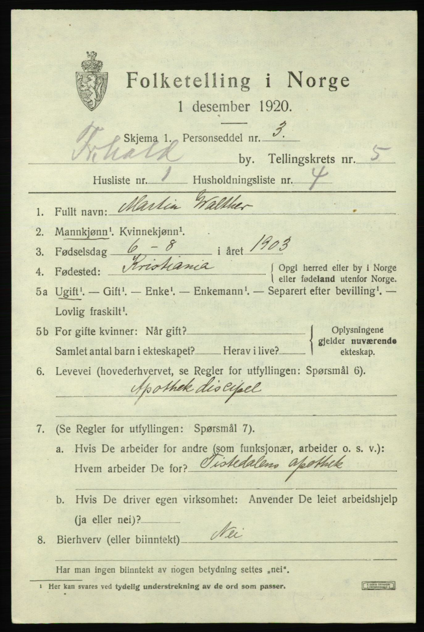 SAO, Folketelling 1920 for 0101 Fredrikshald kjøpstad, 1920, s. 11896