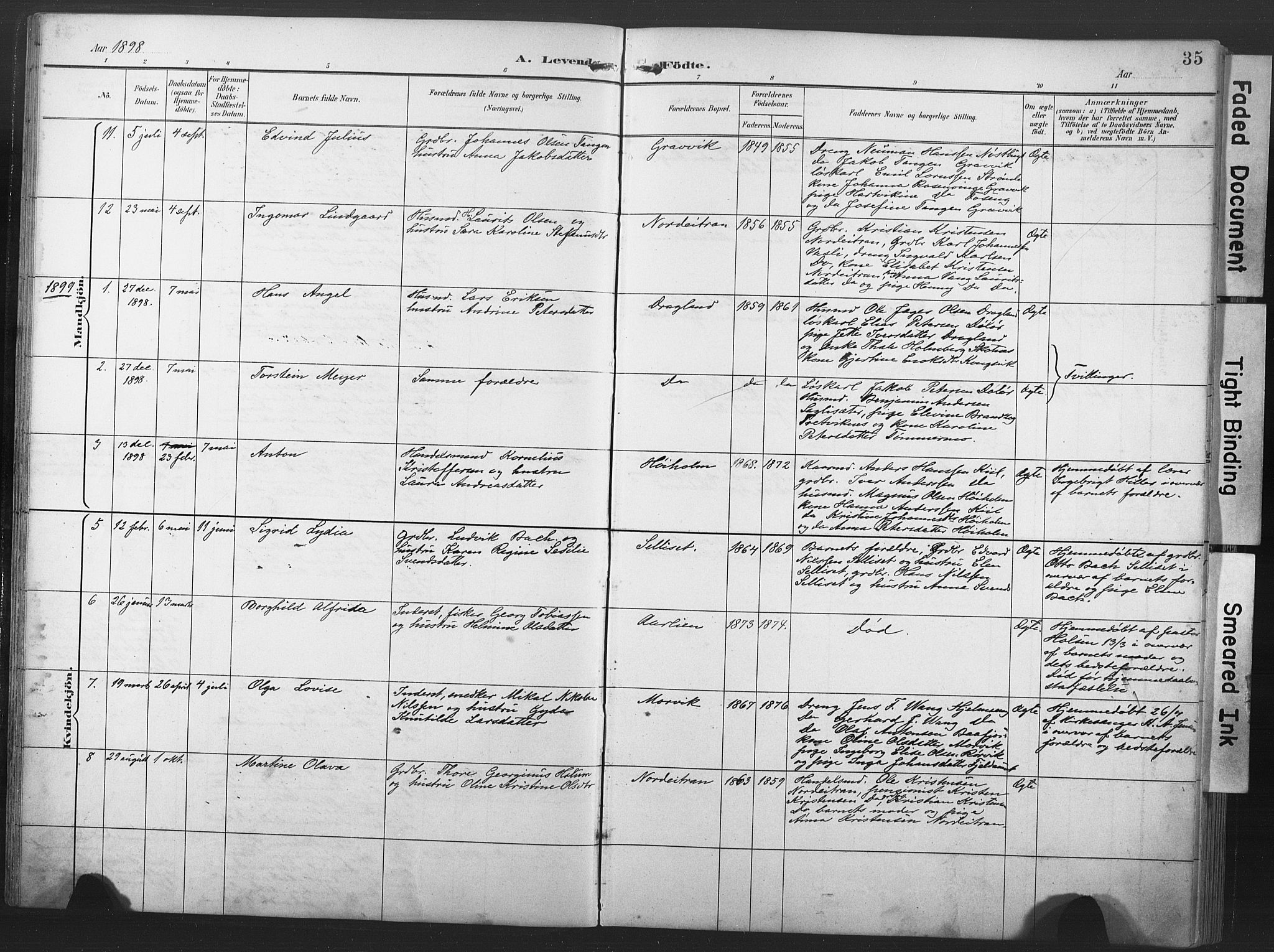 Ministerialprotokoller, klokkerbøker og fødselsregistre - Nord-Trøndelag, AV/SAT-A-1458/789/L0706: Klokkerbok nr. 789C01, 1888-1931, s. 35