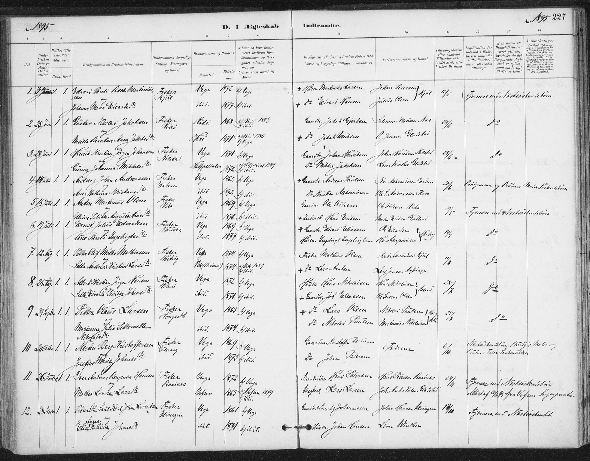 Ministerialprotokoller, klokkerbøker og fødselsregistre - Nordland, AV/SAT-A-1459/816/L0244: Ministerialbok nr. 816A10, 1886-1903, s. 227