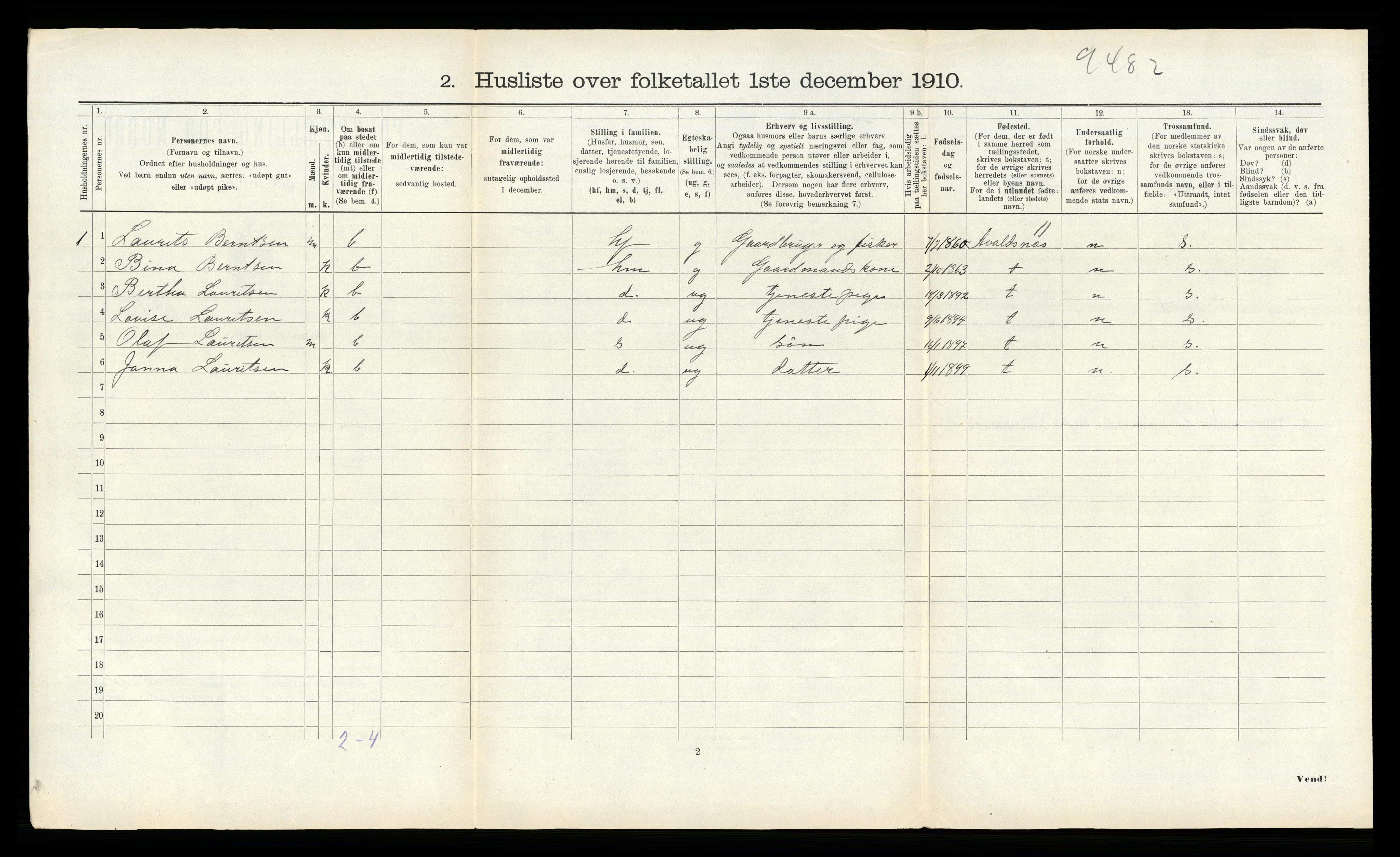 RA, Folketelling 1910 for 1751 Nærøy herred, 1910, s. 234