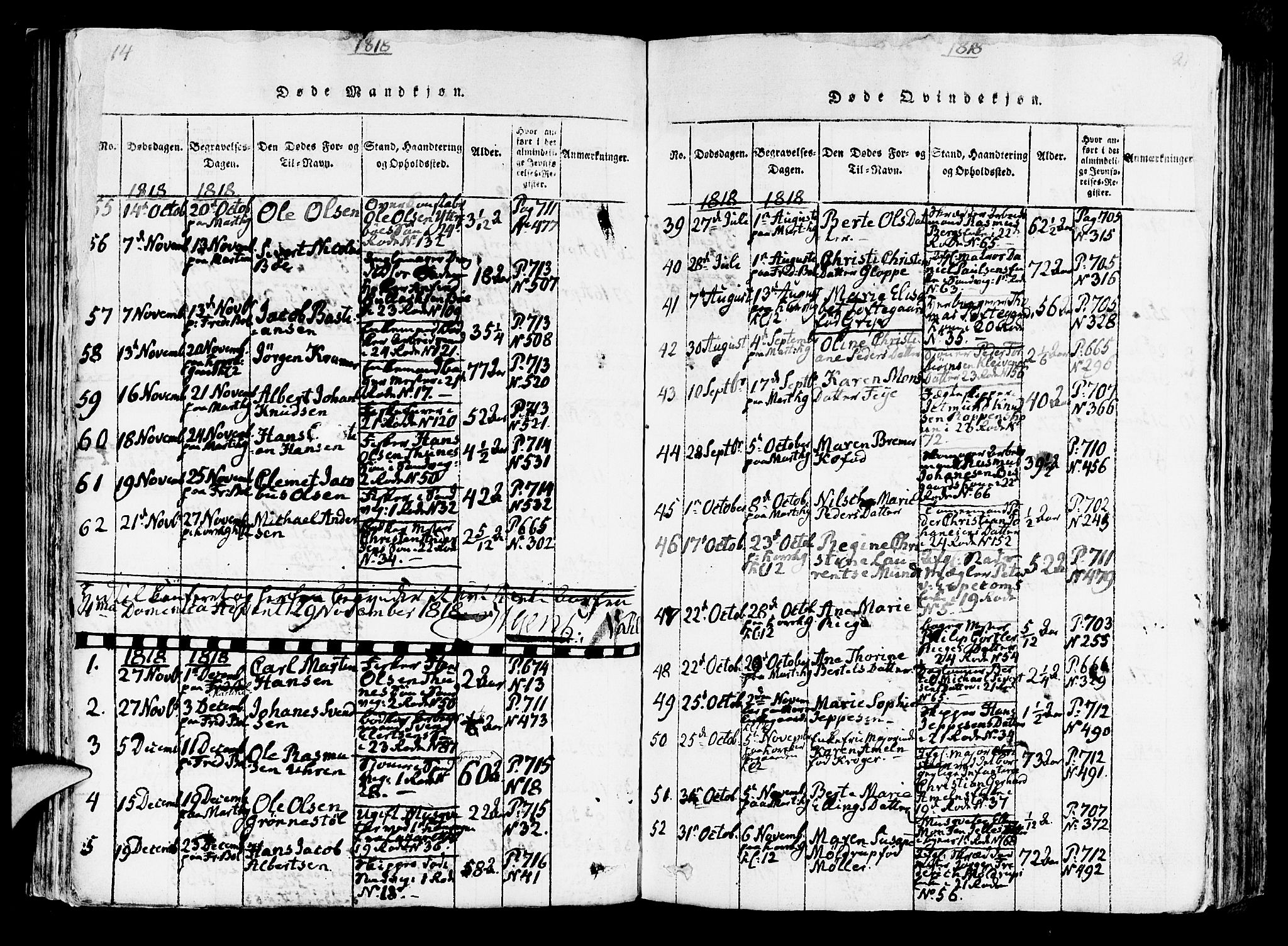 Korskirken sokneprestembete, SAB/A-76101/H/Hab: Klokkerbok nr. A 1b, 1815-1821, s. 214-215