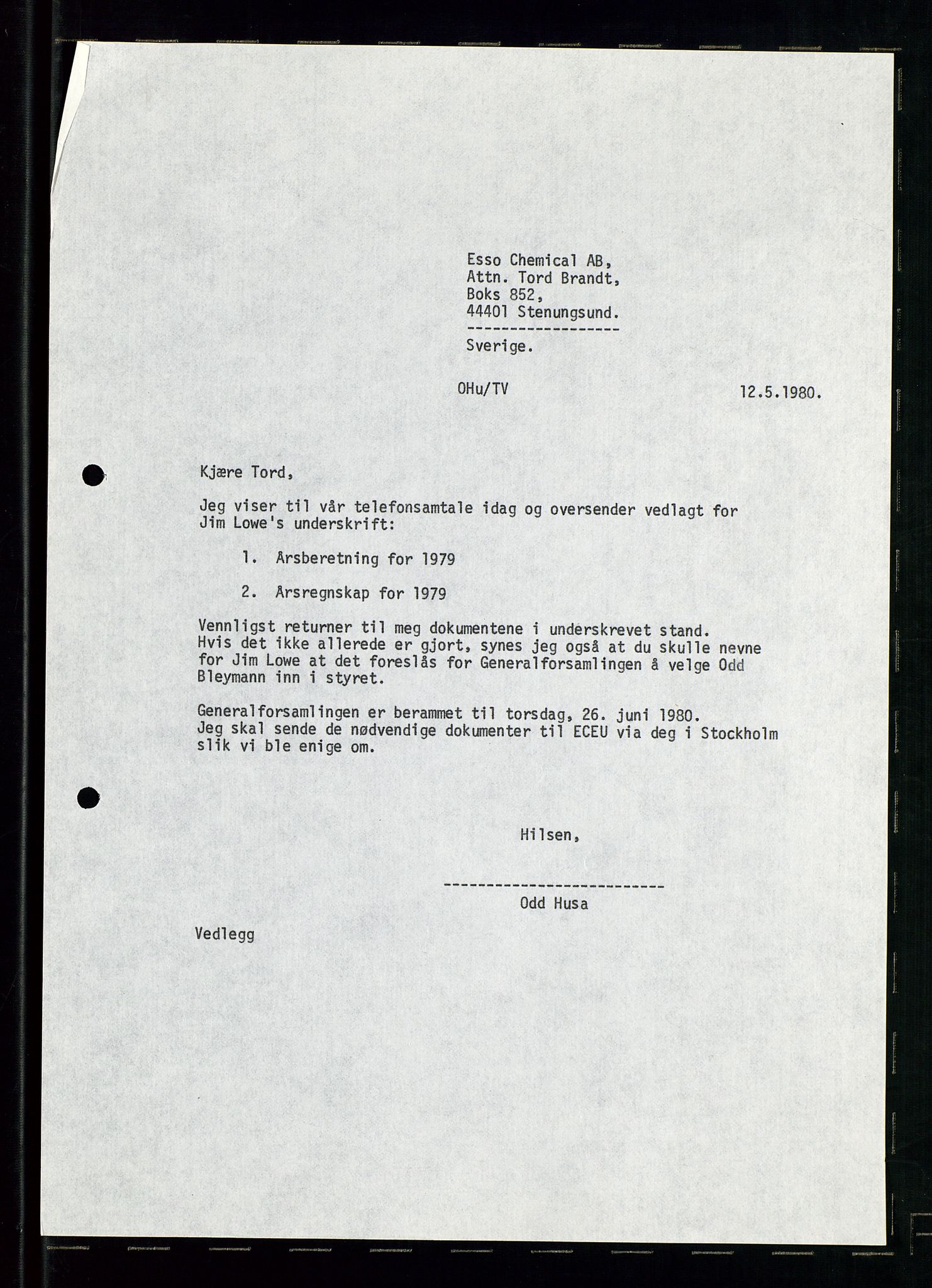 PA 1538 - Exxon Chemical Norge A/S, AV/SAST-A-101958/A/Aa/L0001/0003: Generalforsamlinger og styreprotokoller / Generalforsamlinger, 1980-1982