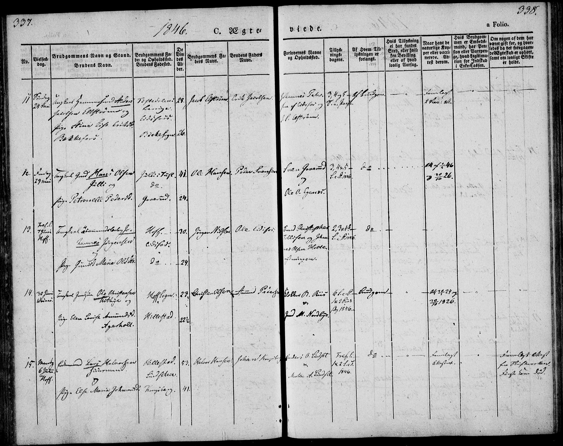 Hof kirkebøker, AV/SAKO-A-64/F/Fa/L0005: Ministerialbok nr. I 5, 1844-1851, s. 337-338