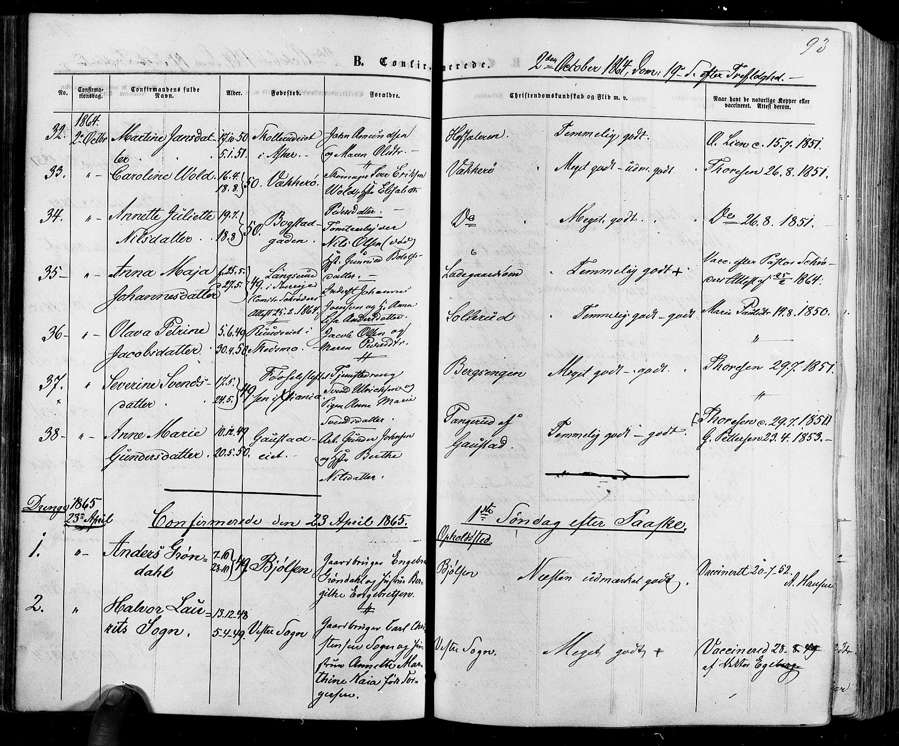 Vestre Aker prestekontor Kirkebøker, AV/SAO-A-10025/F/Fa/L0005: Ministerialbok nr. 5, 1859-1877, s. 93